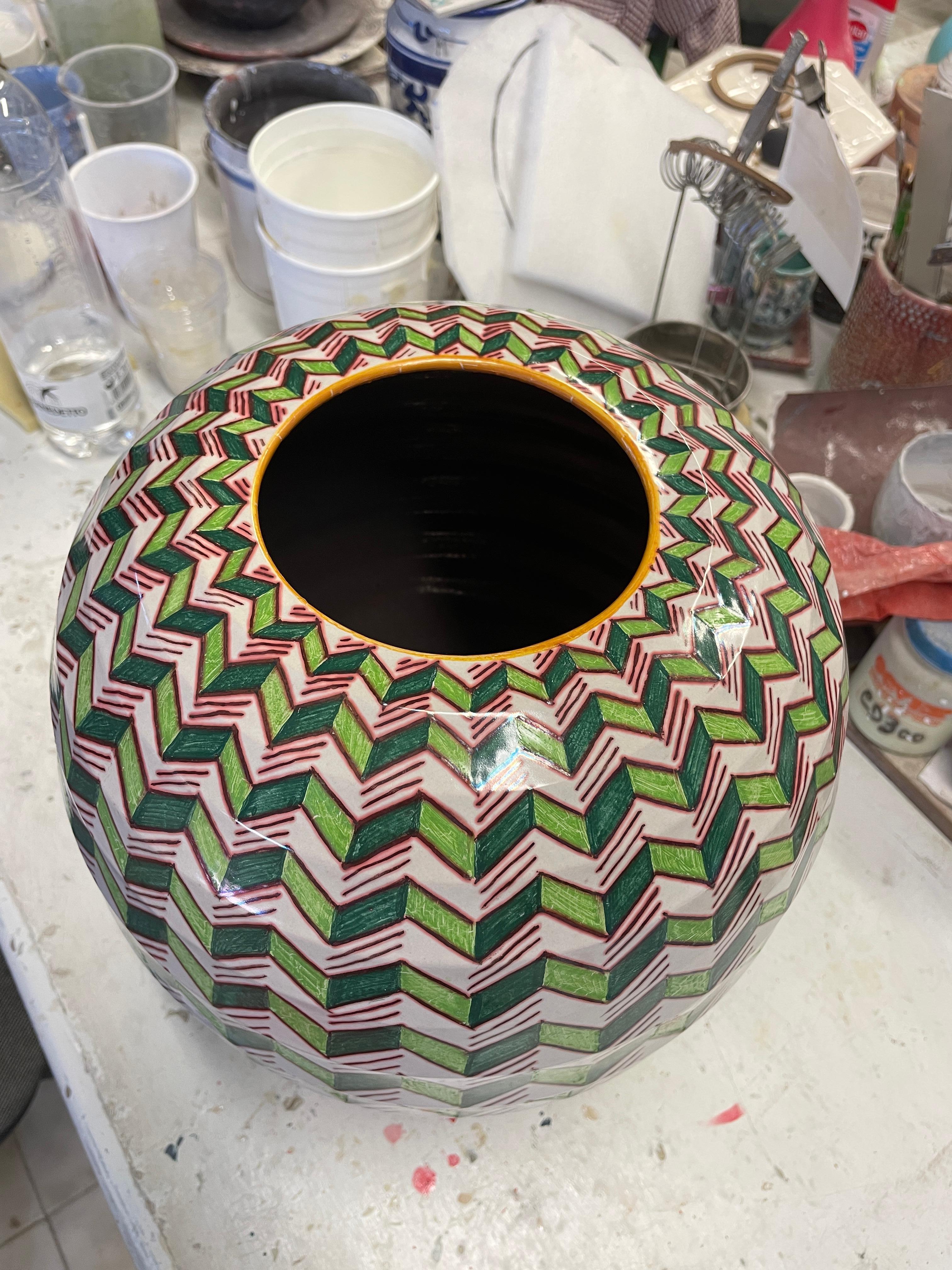 Byzanz Vase Handbemalt Keramik Italien Contemporary 21. Jahrhundert Majoilica (Klassisch-römisch) im Angebot