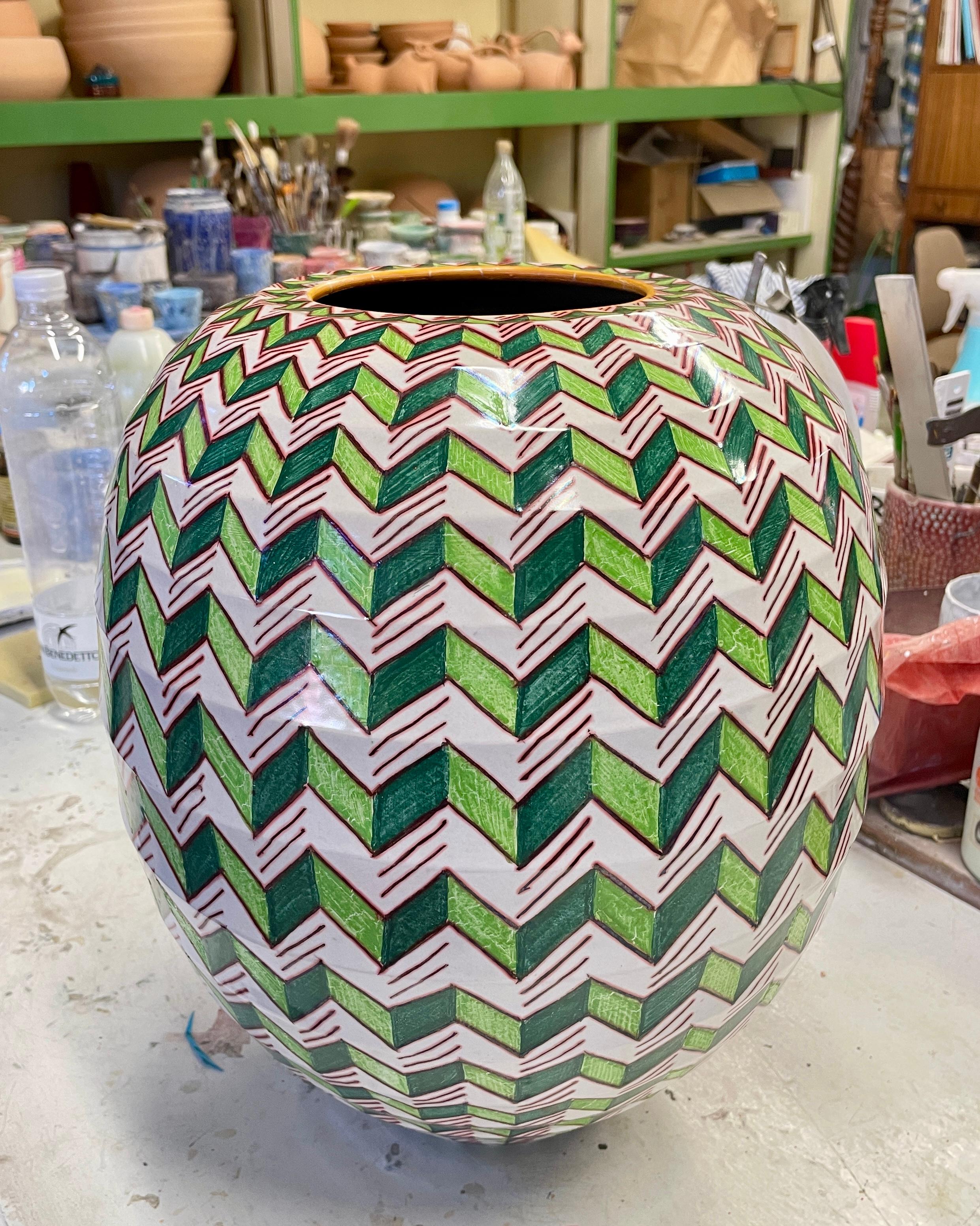 Byzanz Vase Handbemalt Keramik Italien Contemporary 21. Jahrhundert Majoilica (Italienisch) im Angebot