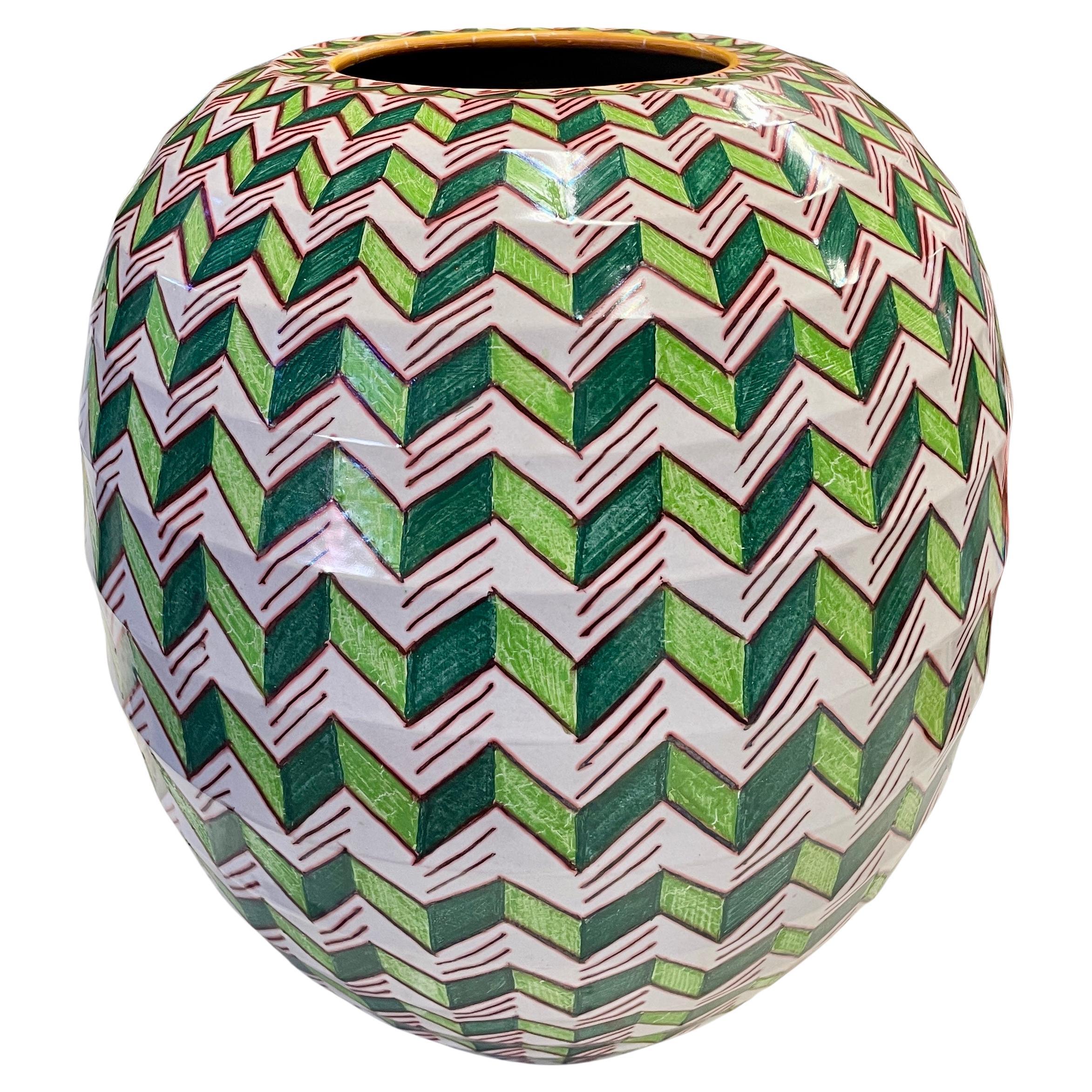 Vaso di Bisanzio dipinto a mano in ceramica Italia Contemporanea 21° secolo Majoilica