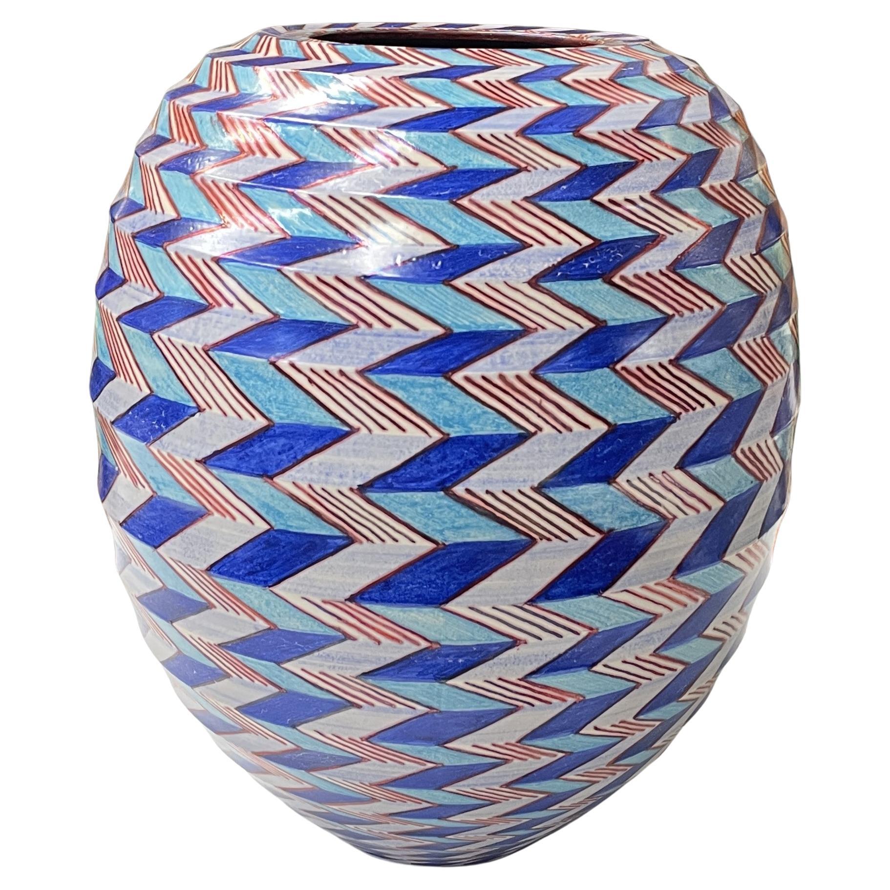 Vaso di Bisanzio dipinto a mano in ceramica Italia Contemporanea 21° secolo Majoilica