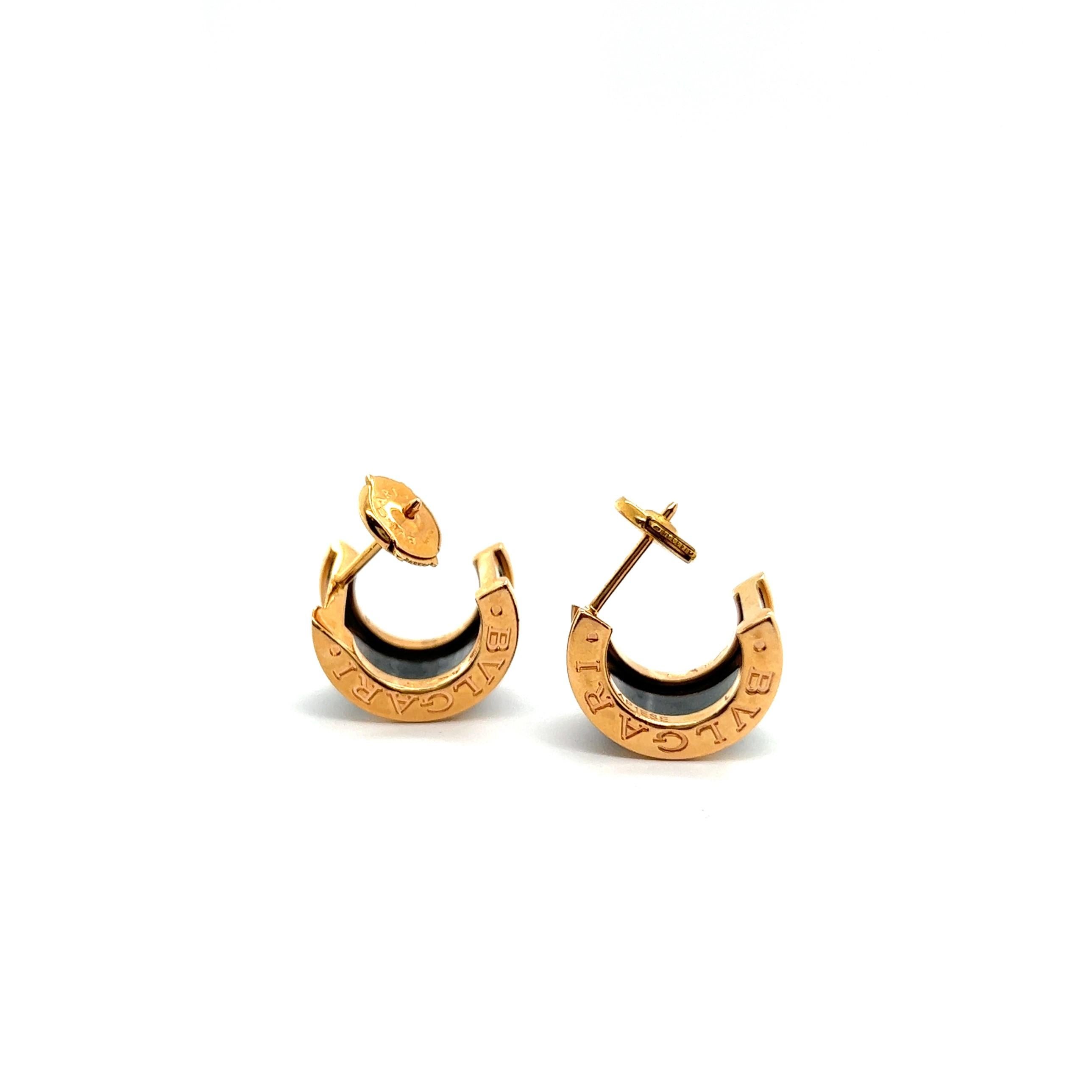 Modern Bzero1 Hoop Earrings by Bvlgari in 18 Karat Rose Gold