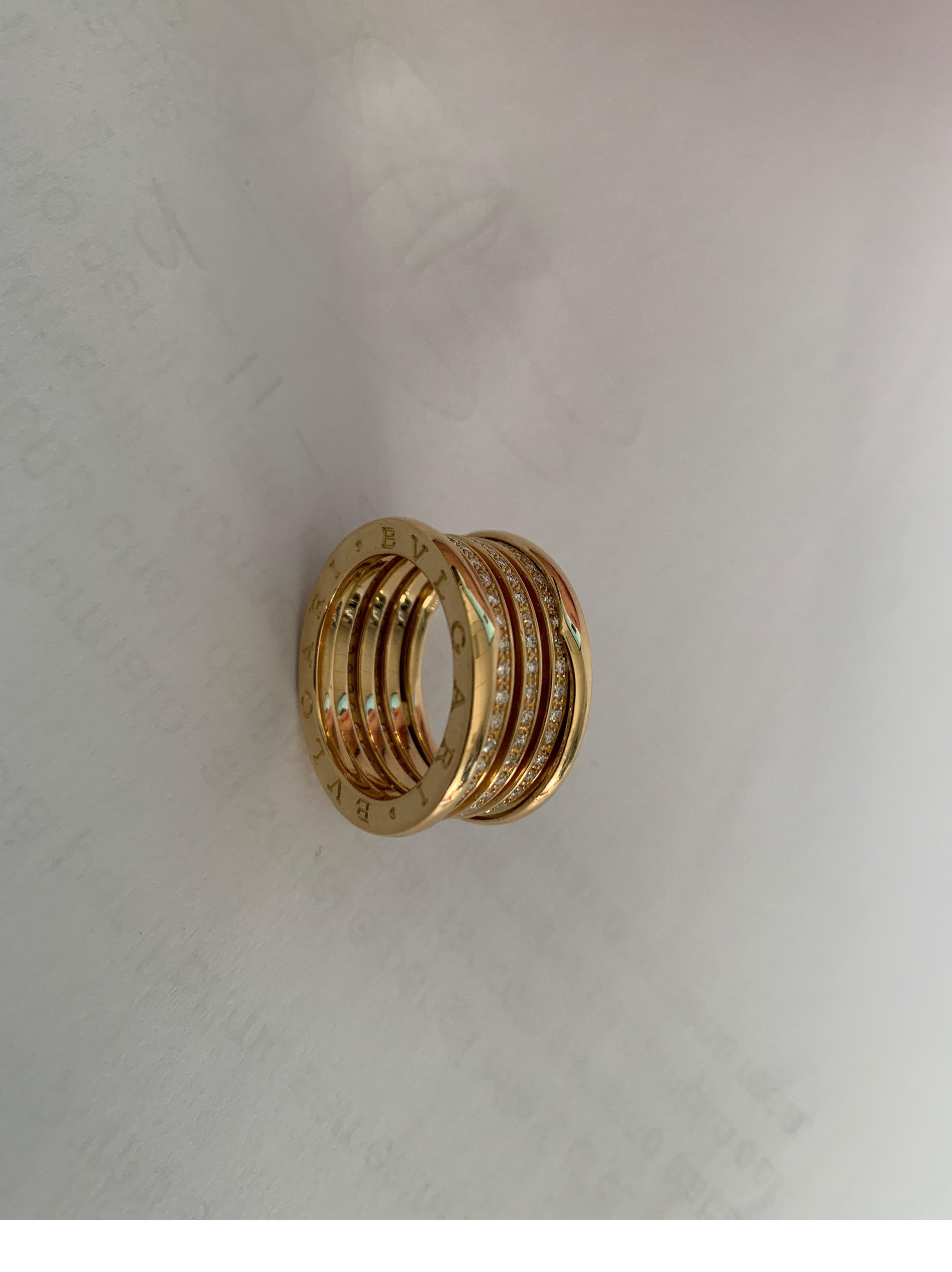 Bzero1 Ring 18 Karat Yellow Gold 3 Band Full Pavè Diamond In New Condition For Sale In Milano, Lombardia