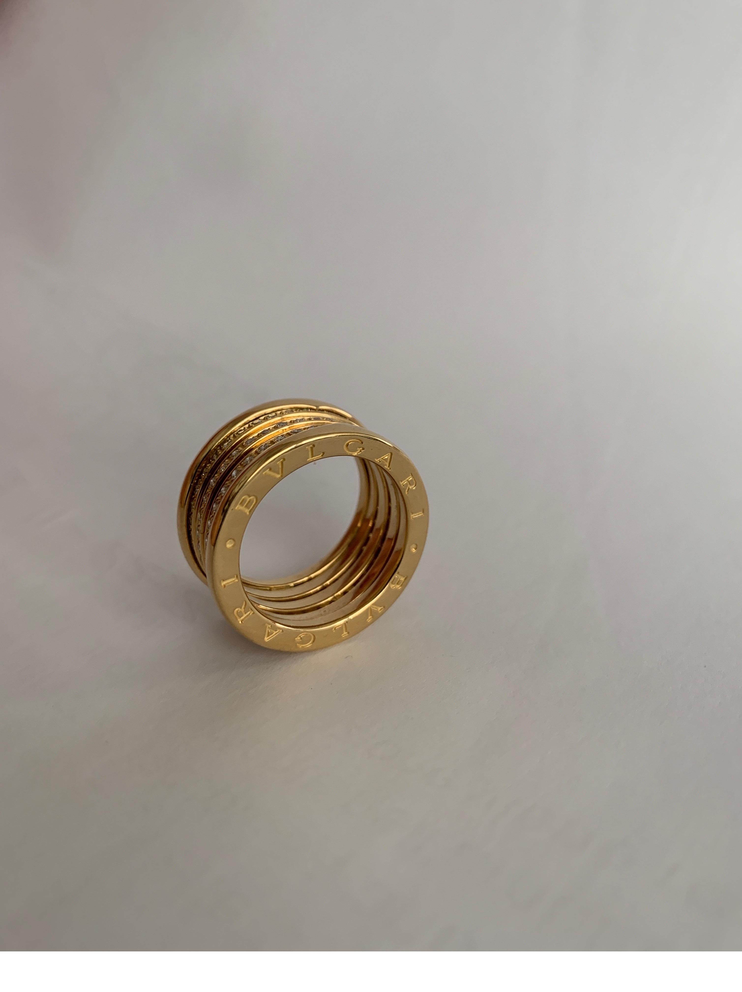BZERO1 Ring 18 Karat Yellow Gold 3 Band Full Pavè Diamond For Sale 2
