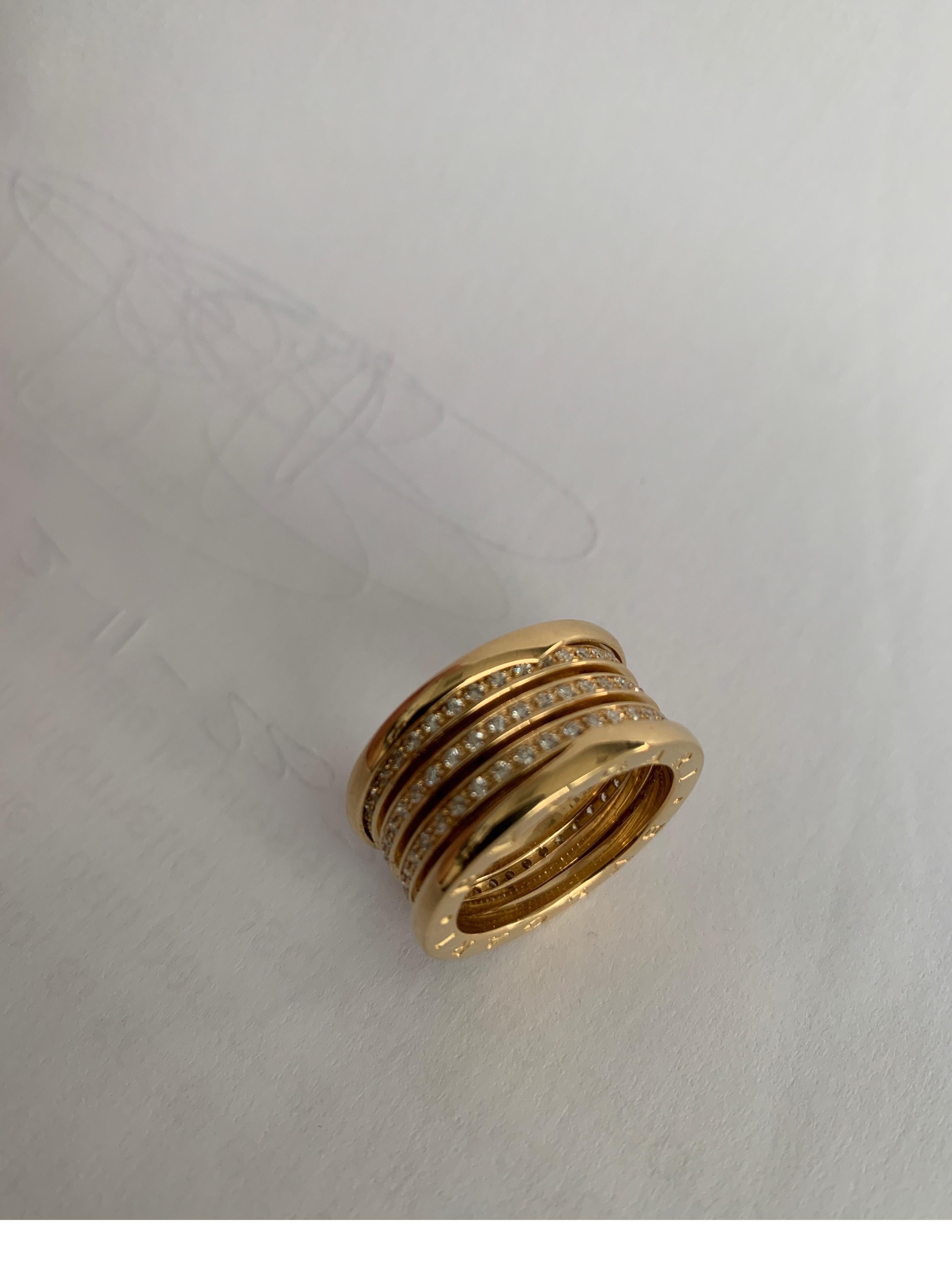 BZERO1 Ring 18 Karat Yellow Gold 3 Band Full Pavè Diamond For Sale 3