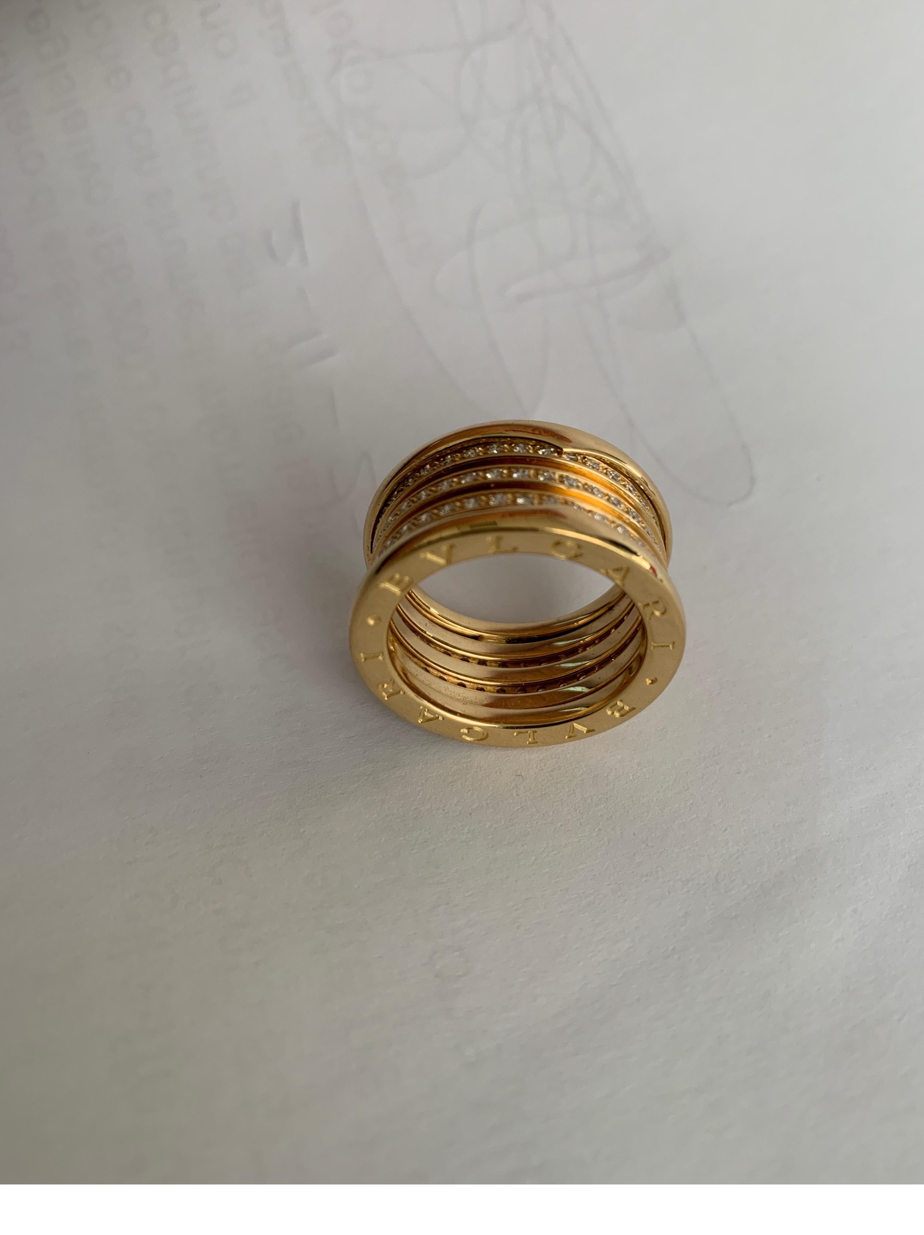 BZERO1 Ring 18 Karat Yellow Gold 3 Band Full Pavè Diamond For Sale 4