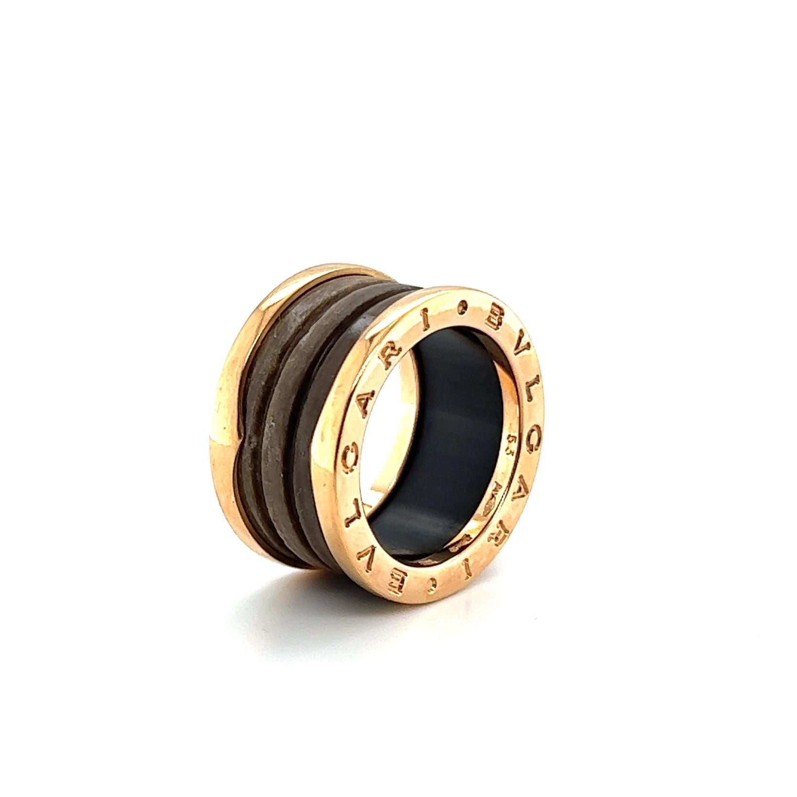 Bzero1 Ring with Agate by Bvlgari in 18 Karat Rose Gold For Sale 4
