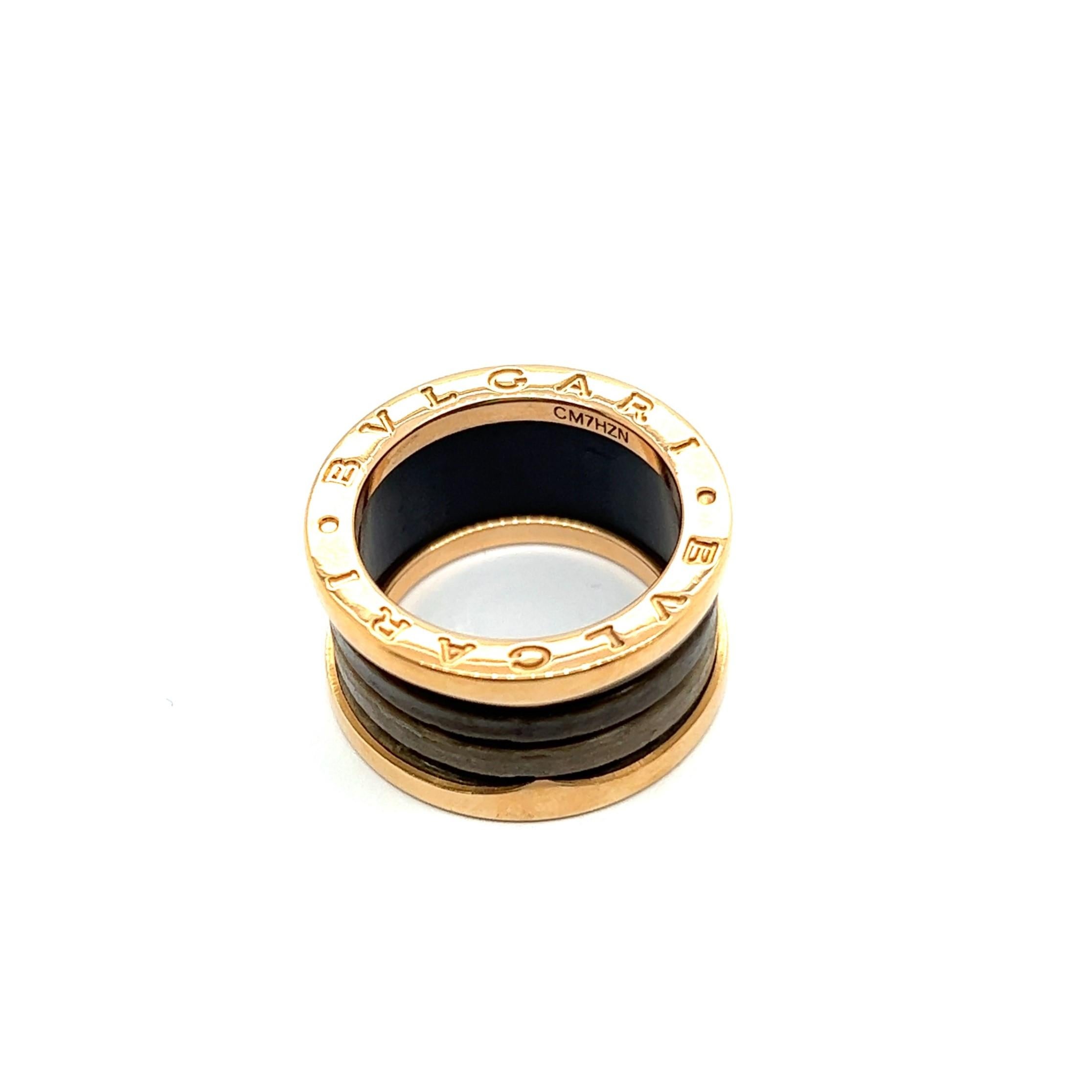 Bzero1 Ring with Agate by Bvlgari in 18 Karat Rose Gold For Sale 7