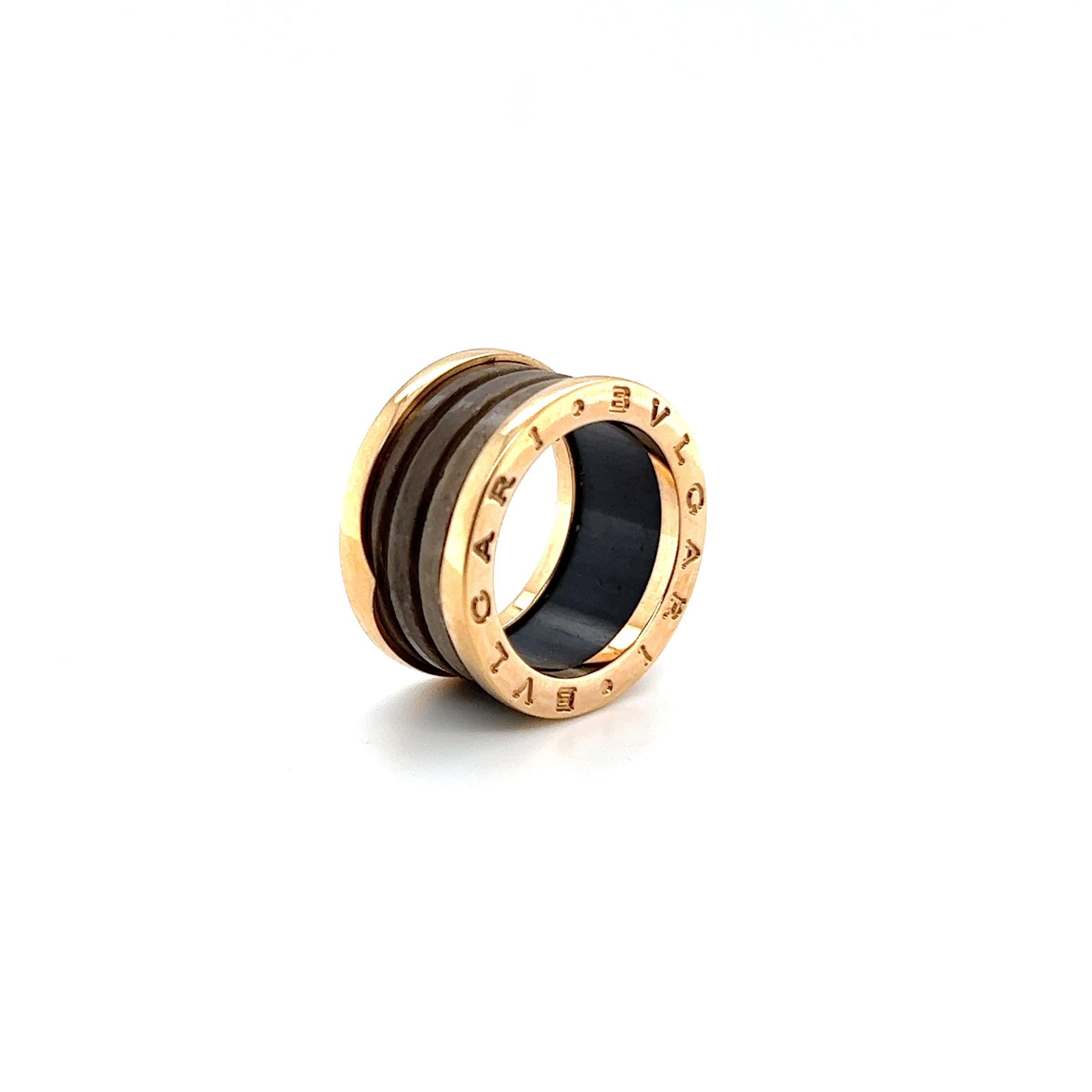 Mixed Cut Bzero1 Ring with Agate by Bvlgari in 18 Karat Rose Gold For Sale
