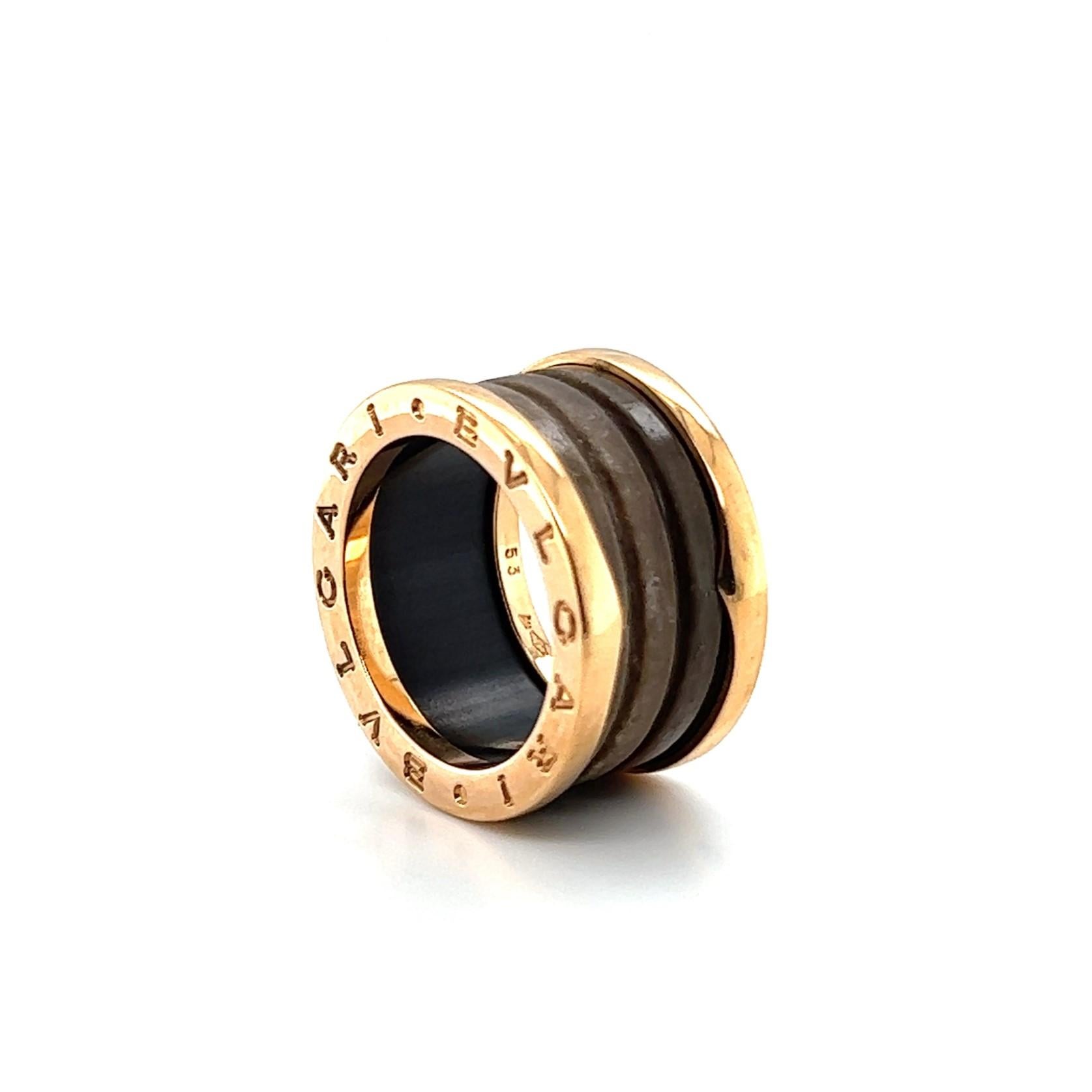 Bzero1 Ring with Agate by Bvlgari in 18 Karat Rose Gold For Sale 3