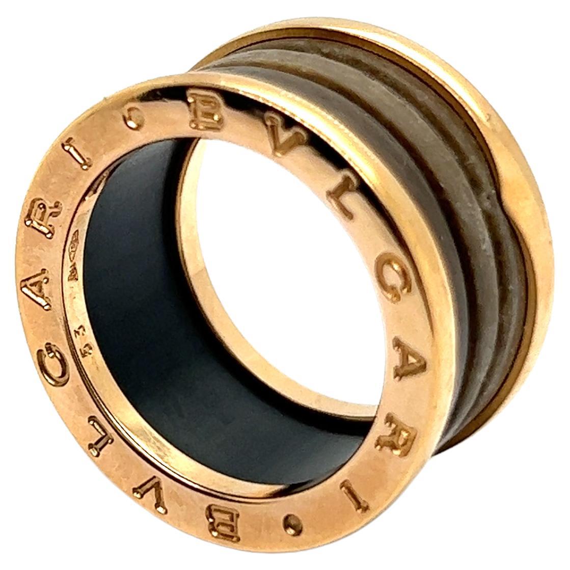 Bzero1 Ring with Agate by Bvlgari in 18 Karat Rose Gold