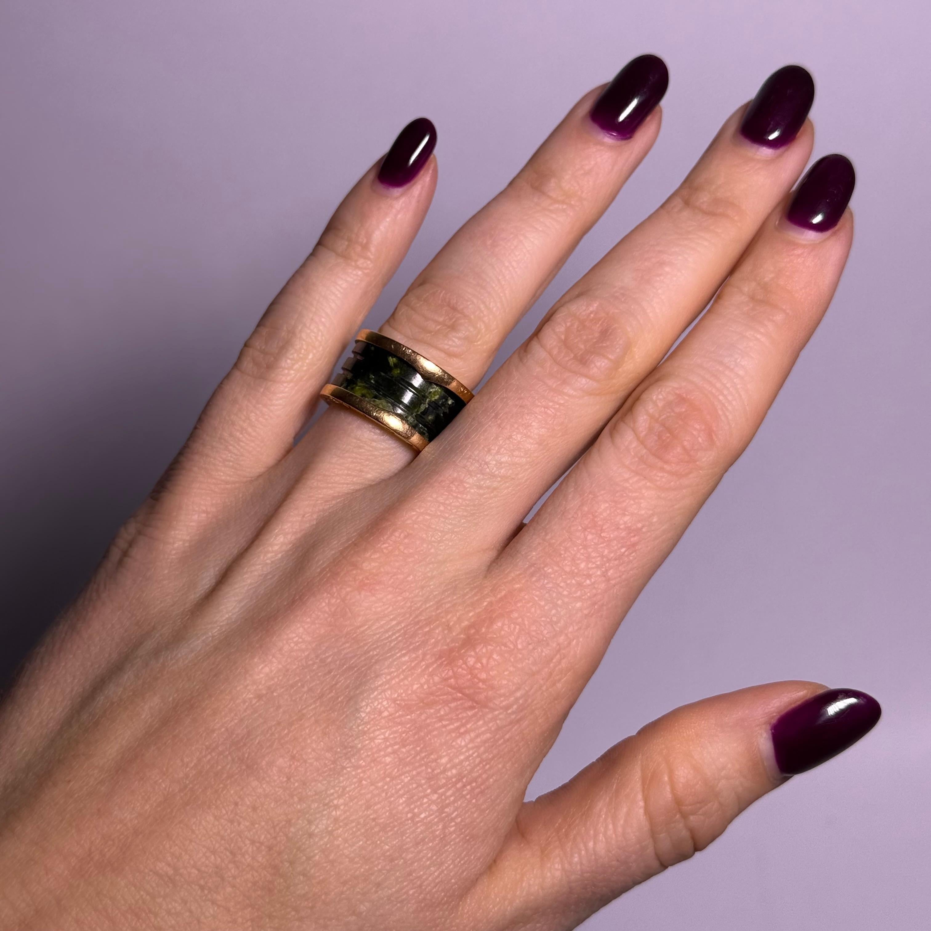Brilliant Cut BZero1 Ring with Serpentine in Red Gold by Bvlgari For Sale