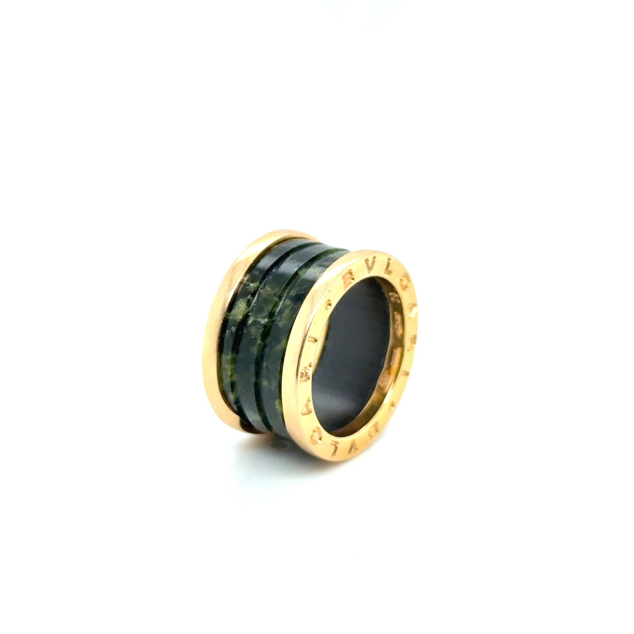 Women's or Men's BZero1 Ring with Serpentine in Red Gold by Bvlgari For Sale