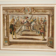 C. 1625 Dopo Antoine de Pluvinel, "Enrico IV, montato", incisione colorata a mano