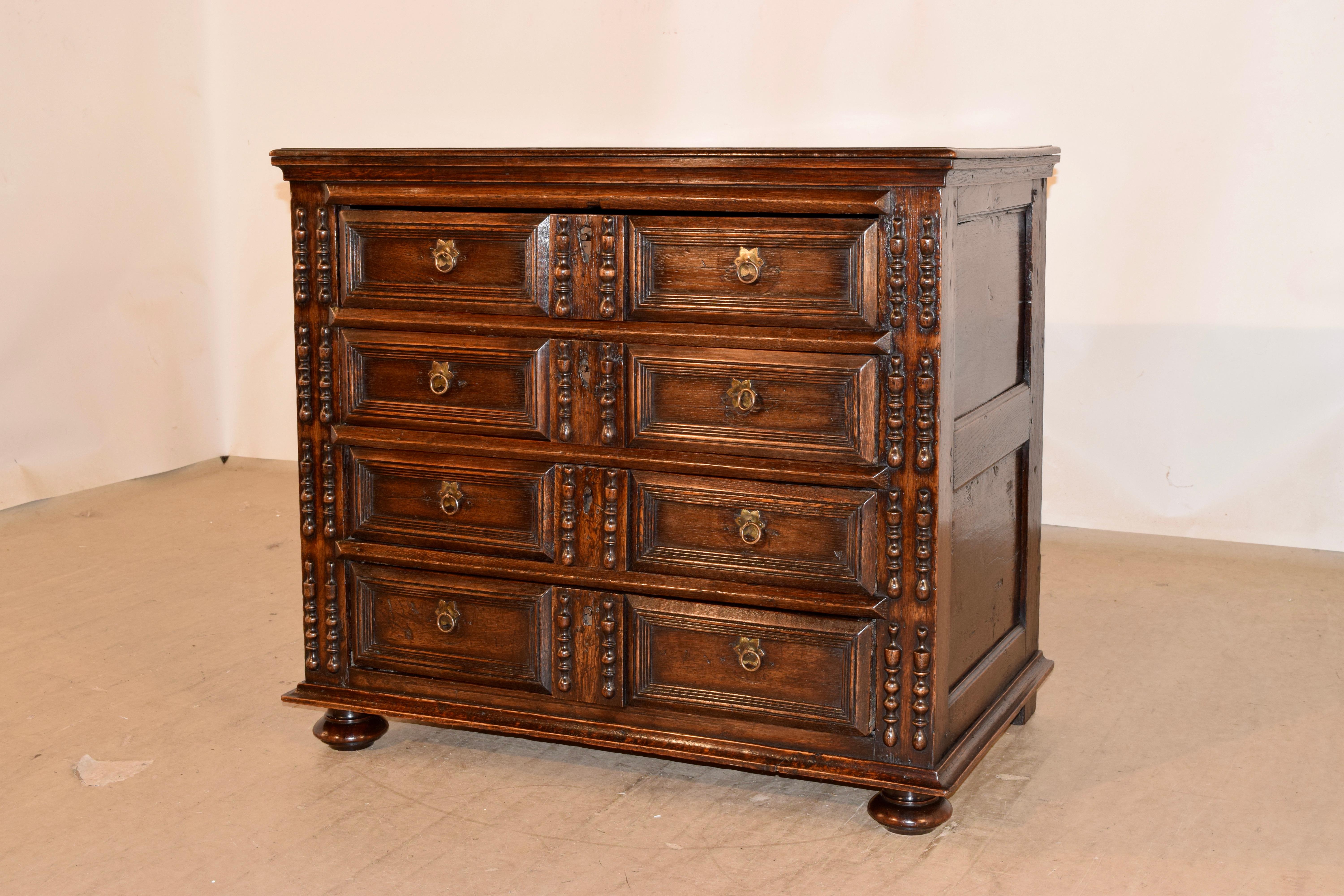 C. 1700 English Geometric Chest of Drawers In Good Condition In High Point, NC