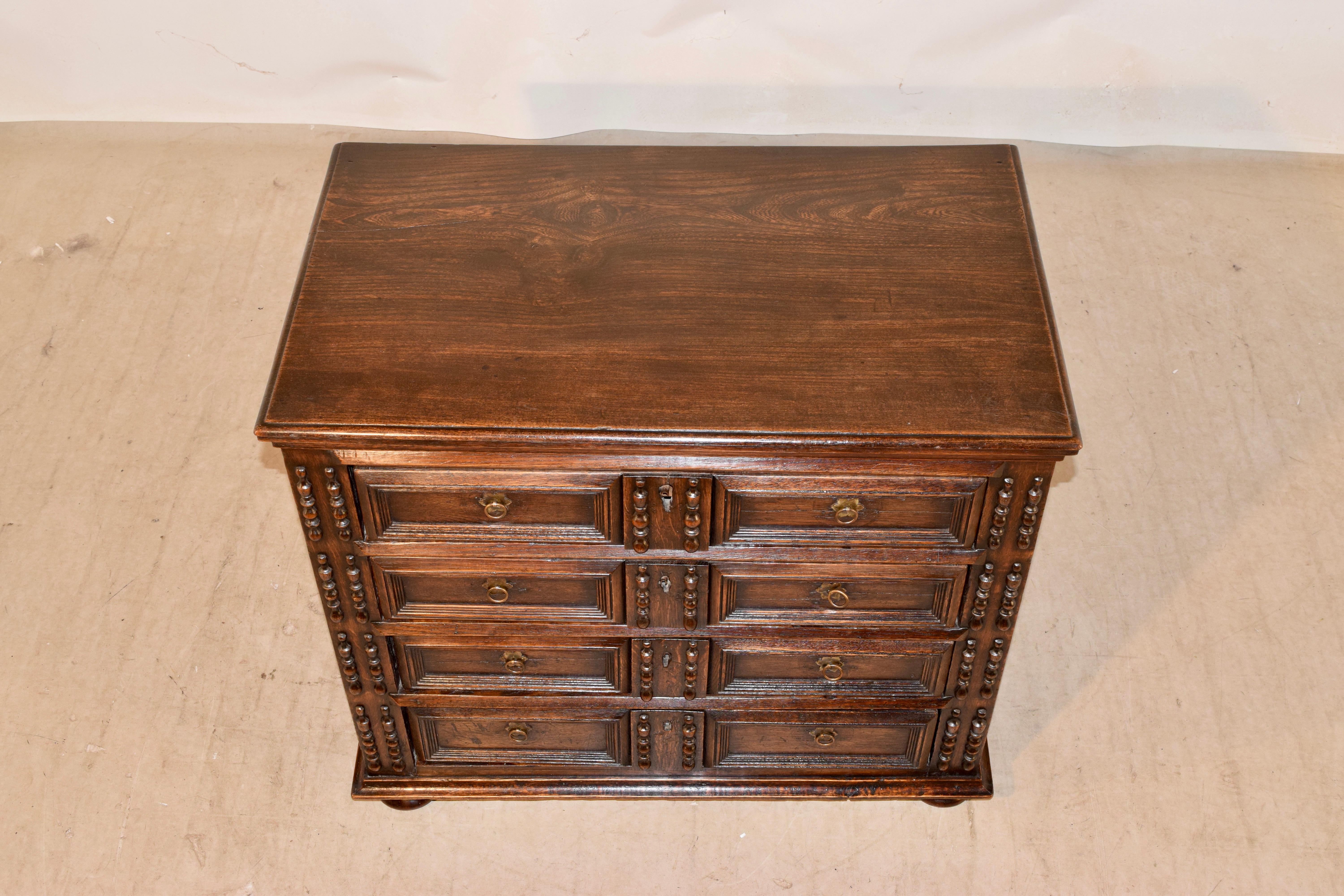 Oak C. 1700 English Geometric Chest of Drawers