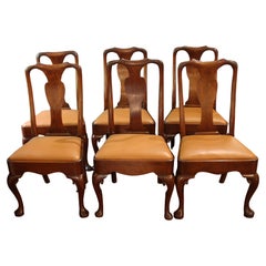 c. 1730-50 Ensemble anglais de 6 chaises d'appoint pour salle à manger