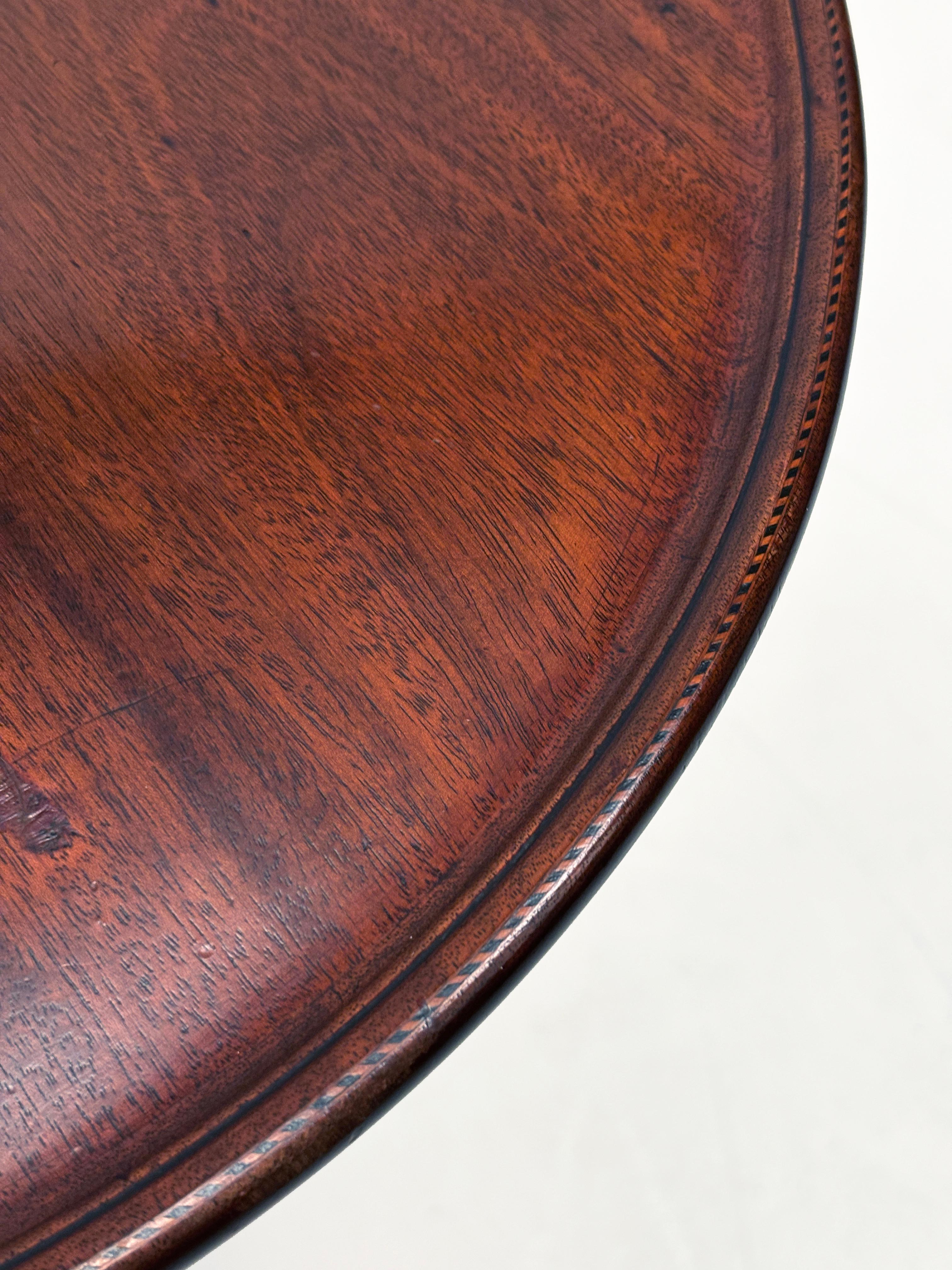 Hand-Crafted c. 1750 Walnut Chippendale Style Tilt Top Table with Dish Rim Inlay For Sale