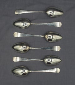 c. 1765-85 Set of 6 Irish Hanoverian Pattern Sterling Silver Soup Spoons