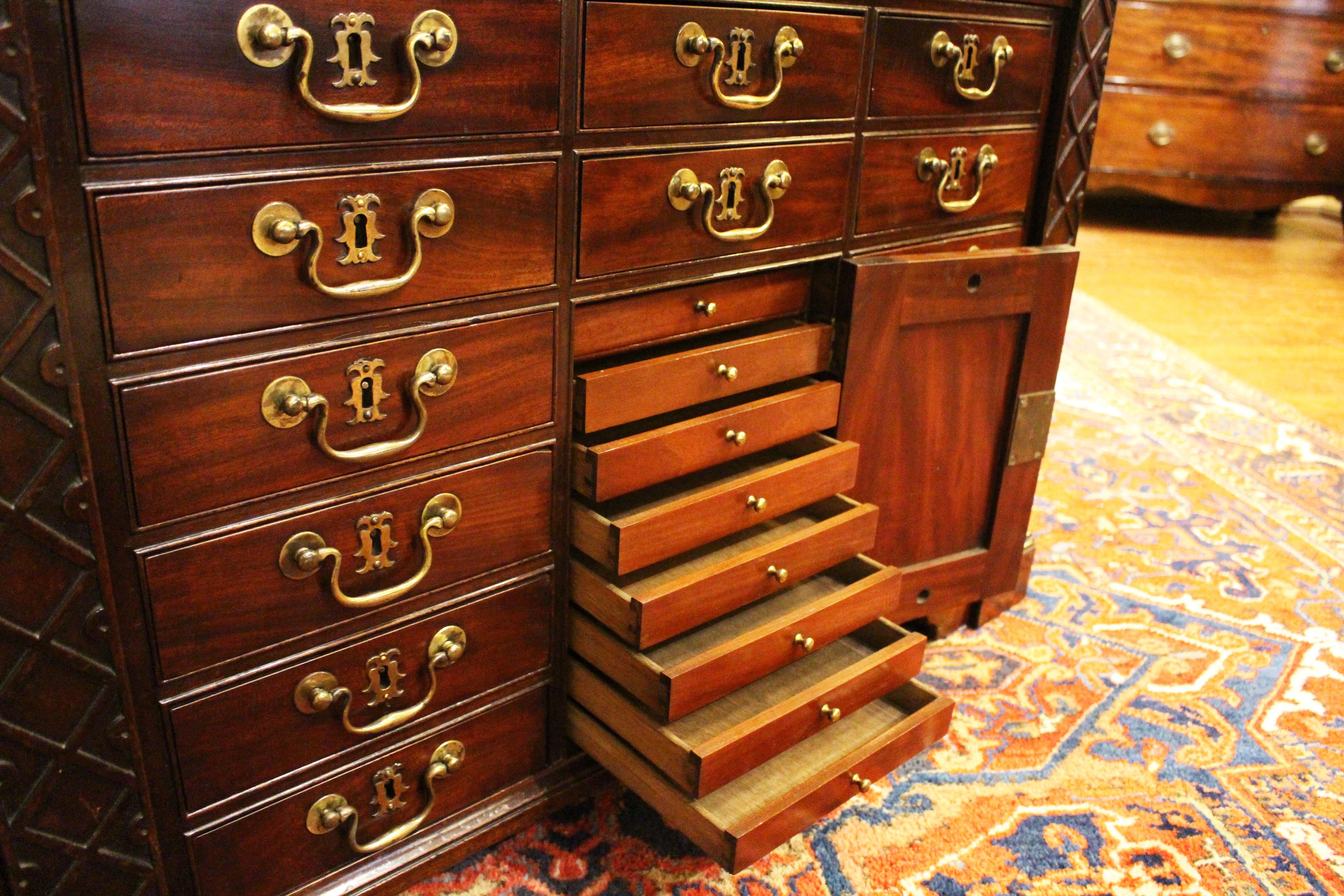C. 1765 George III Period Gentleman's Library Writing Table Chest For Sale 4