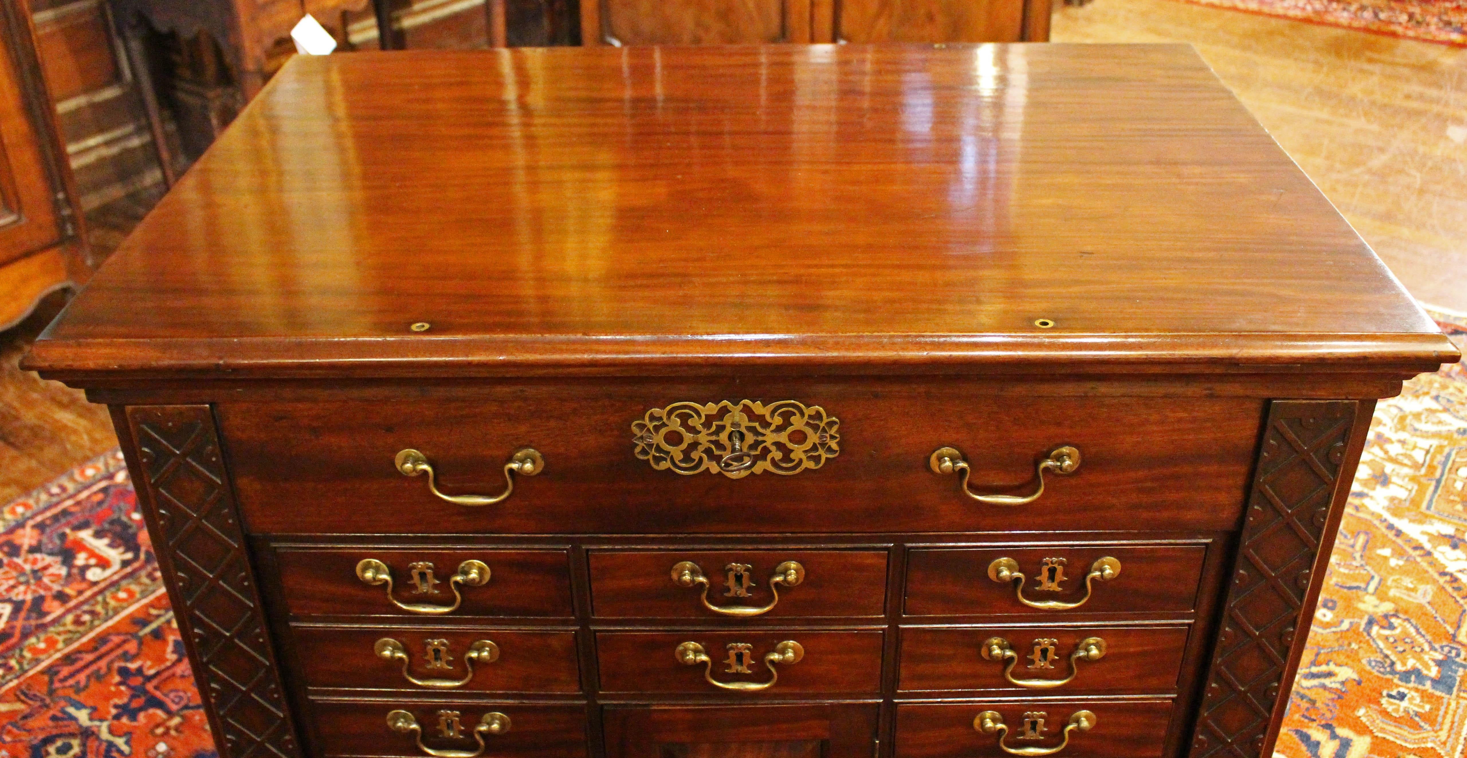 C. 1765 George III Period Gentleman's Library Writing Table Chest For Sale 6