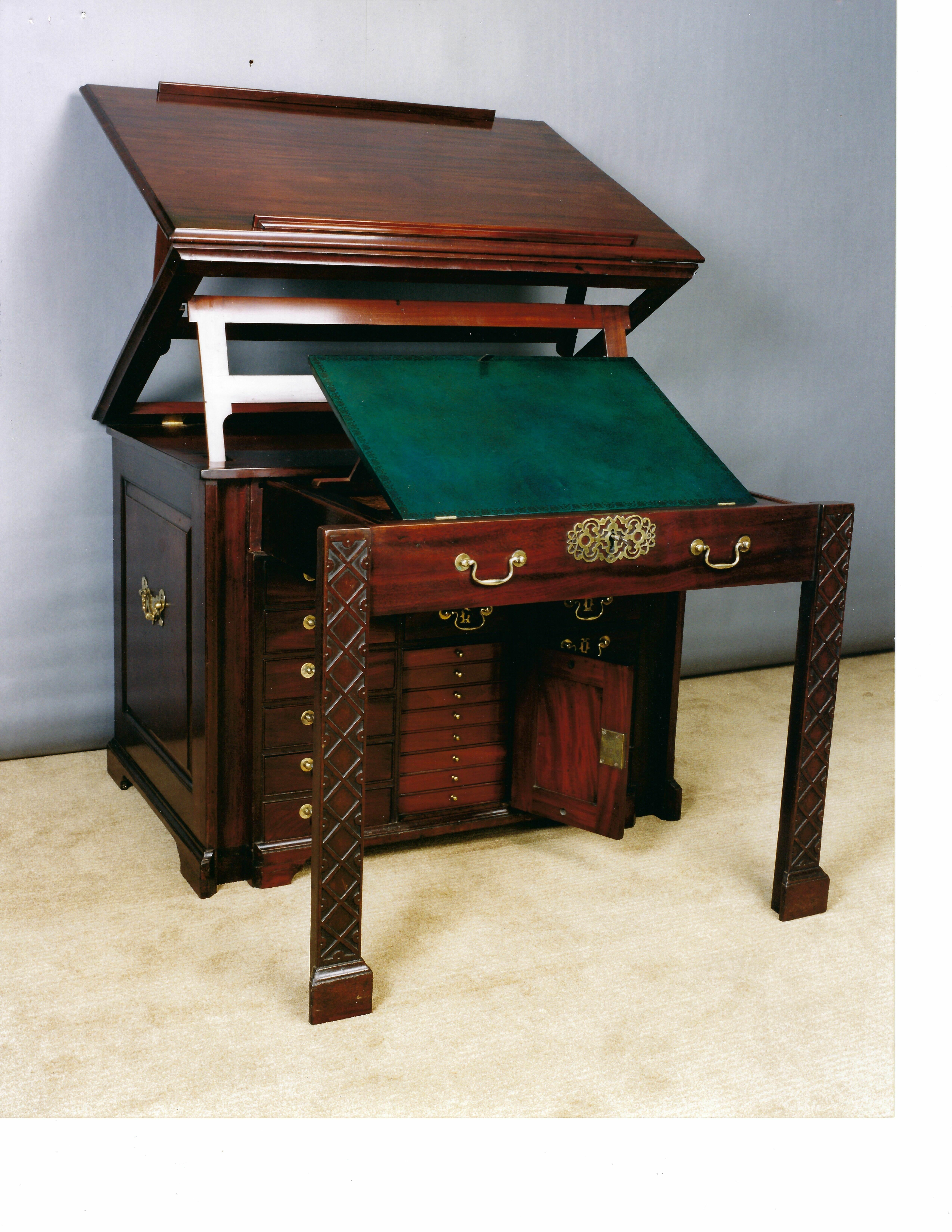 C. 1765 George III Period Gentleman's Library Writing Table Chest For Sale 13