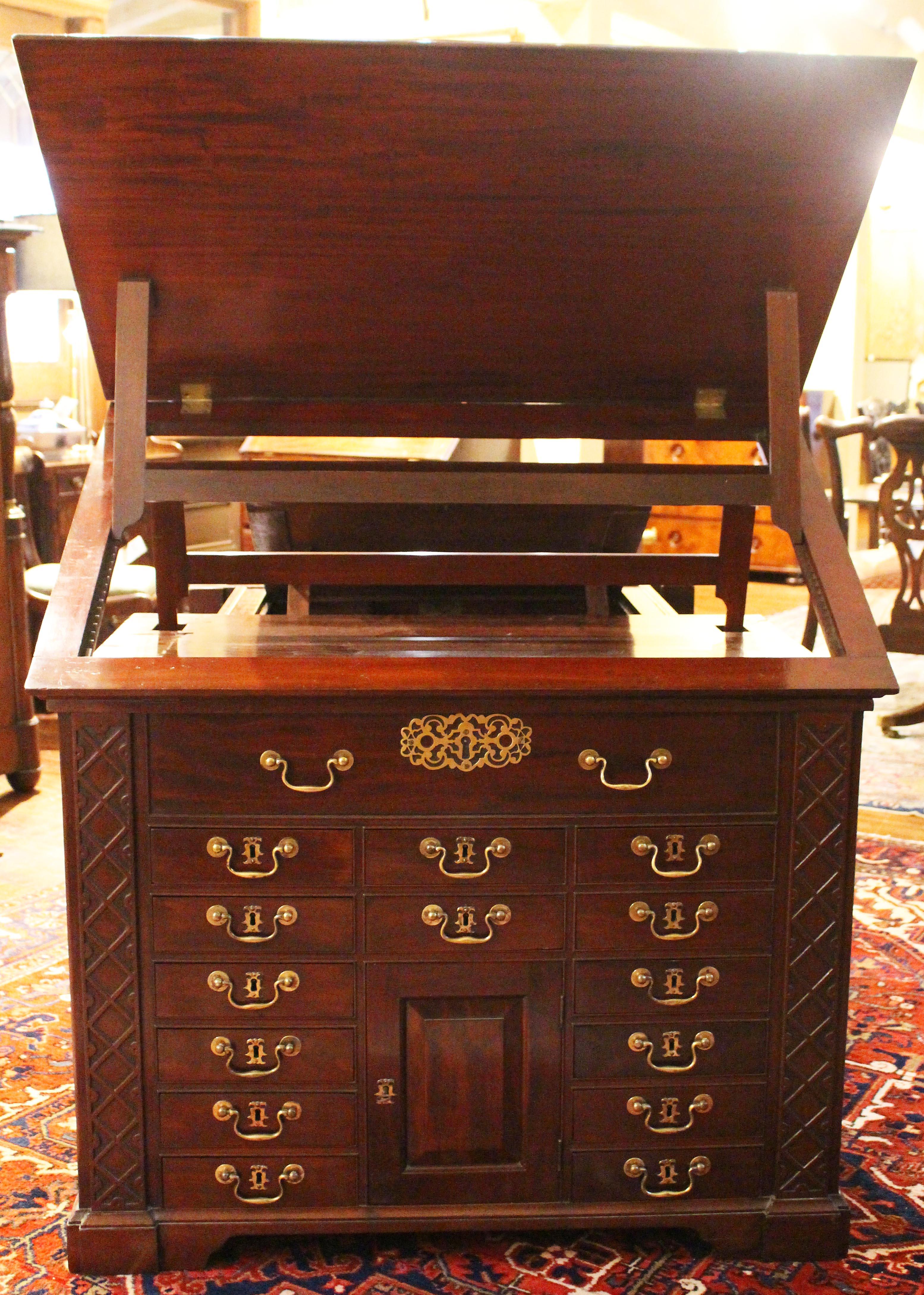 Mid-18th Century C. 1765 George III Period Gentleman's Library Writing Table Chest For Sale