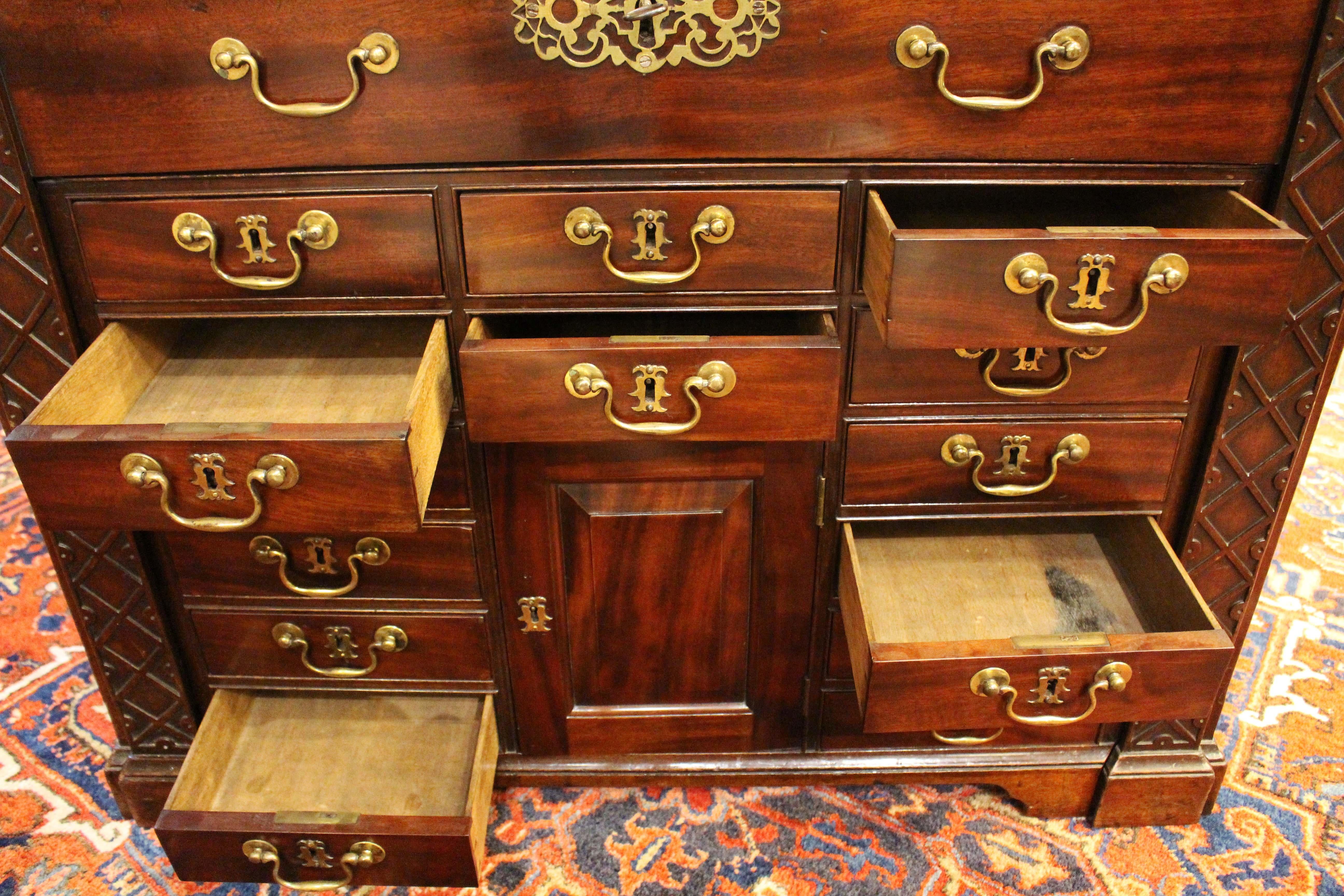C. 1765 George III Period Gentleman's Library Writing Table Chest For Sale 2