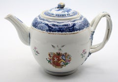 c. 1770s Chinese Export Armorial Porcelain Tea Pot