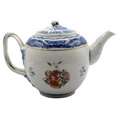 c. 1770s Chinese Export Armorial Porcelain Tea Pot