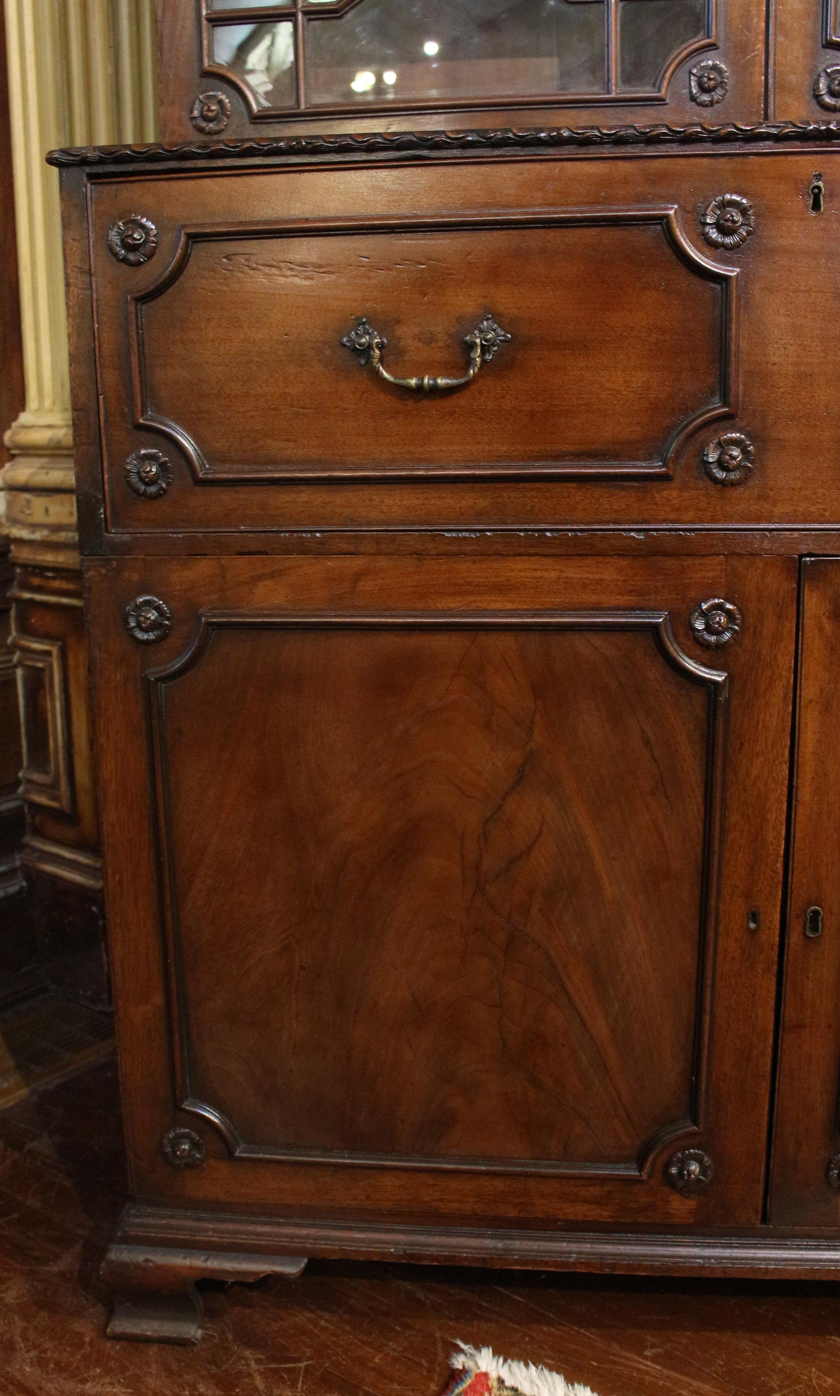 C. 1780 English Armorial Crested Secretaire Bookcase For Sale 2