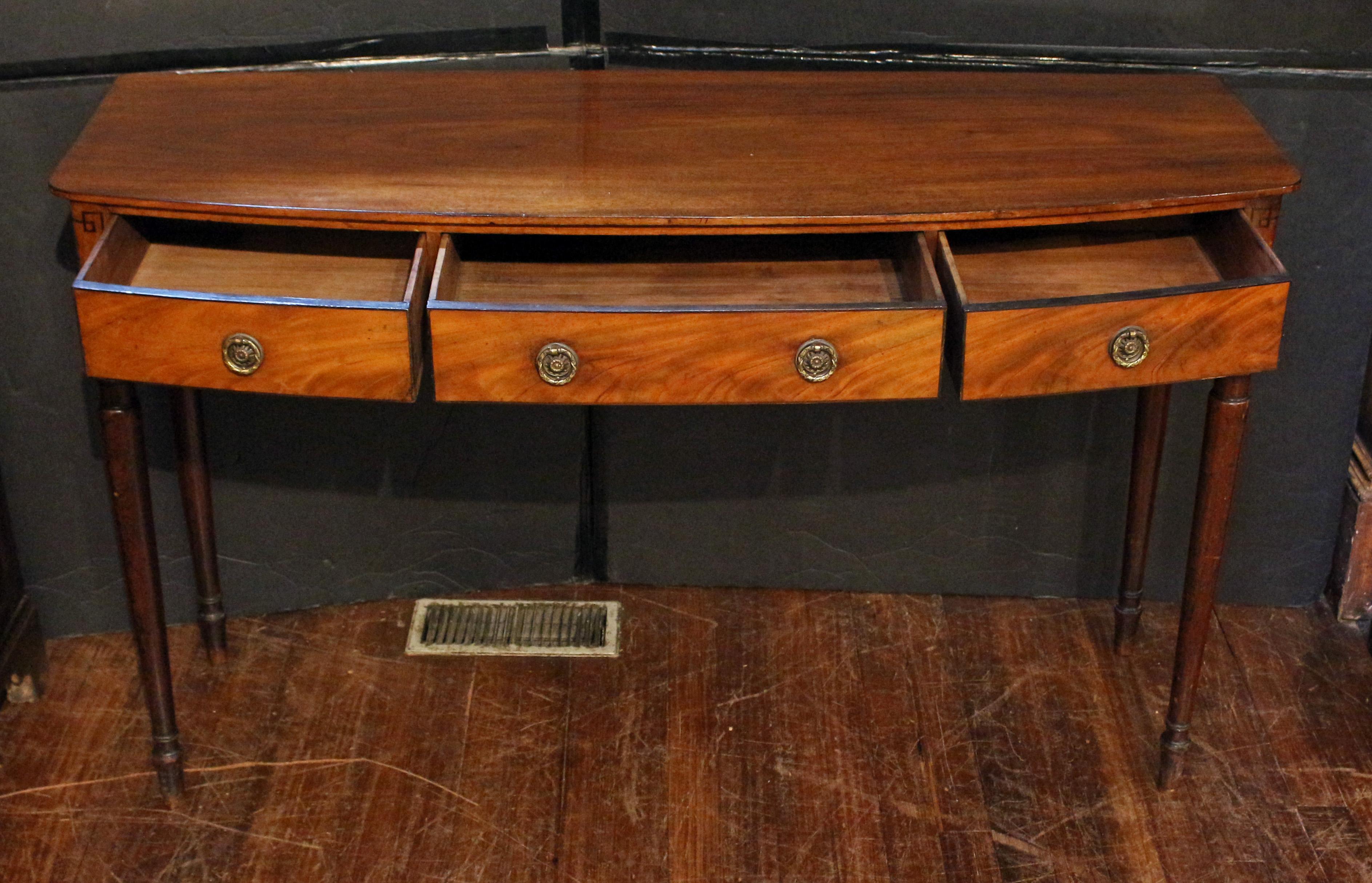 Brass c. 1800-1810 English Early Regency Period 3-Drawer Console Table