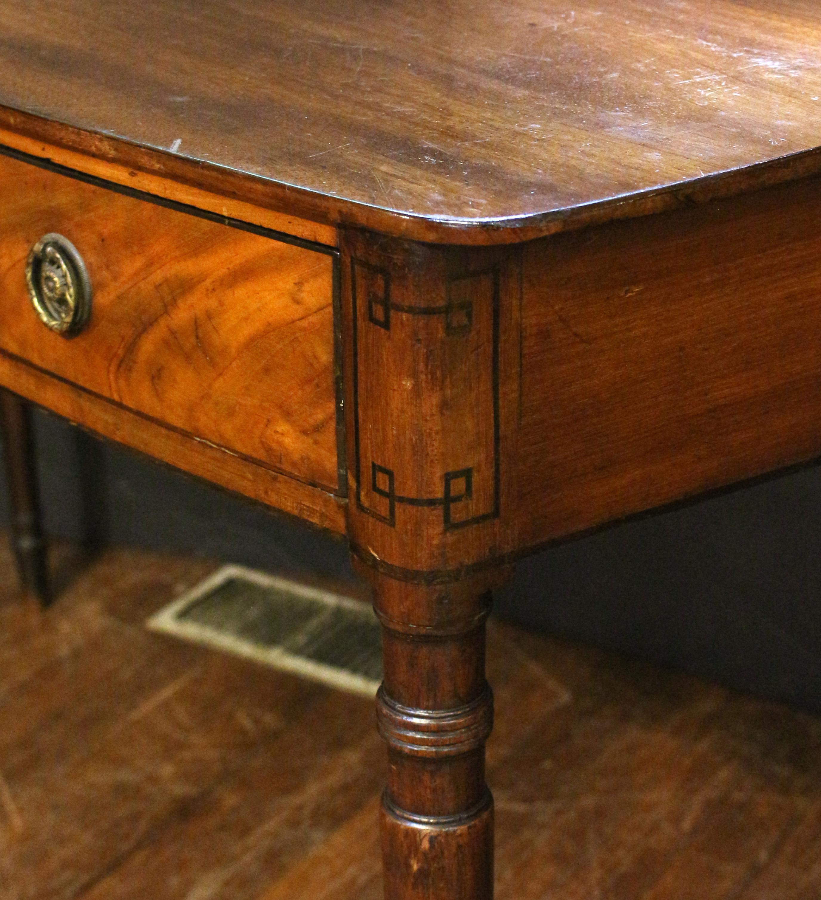 c. 1800-1810 English Early Regency Period 3-Drawer Console Table 3