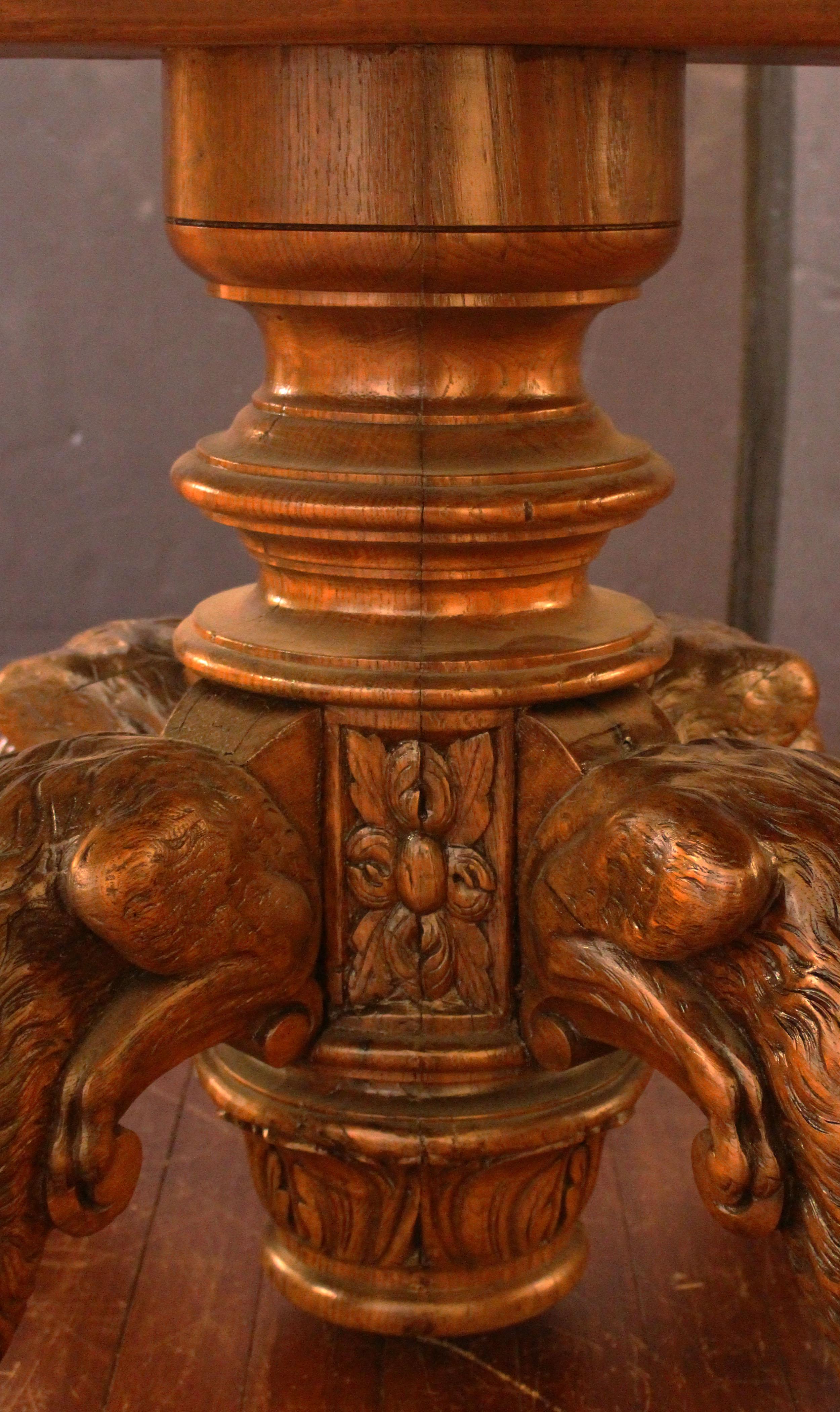 19th Century c. 1800 French Hunting Chateau Table Carved with Dachshunds