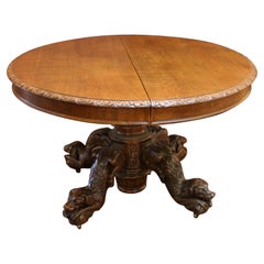 c. 1800 French Hunting Chateau Table Carved with Dachshunds