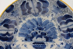 C. 1800 Pair of Delft Blue and White Peacock Feather Vase Plates