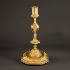 c. 1810–1830 French Empire Ormolu Candlestick with Classical Portrait Medallions