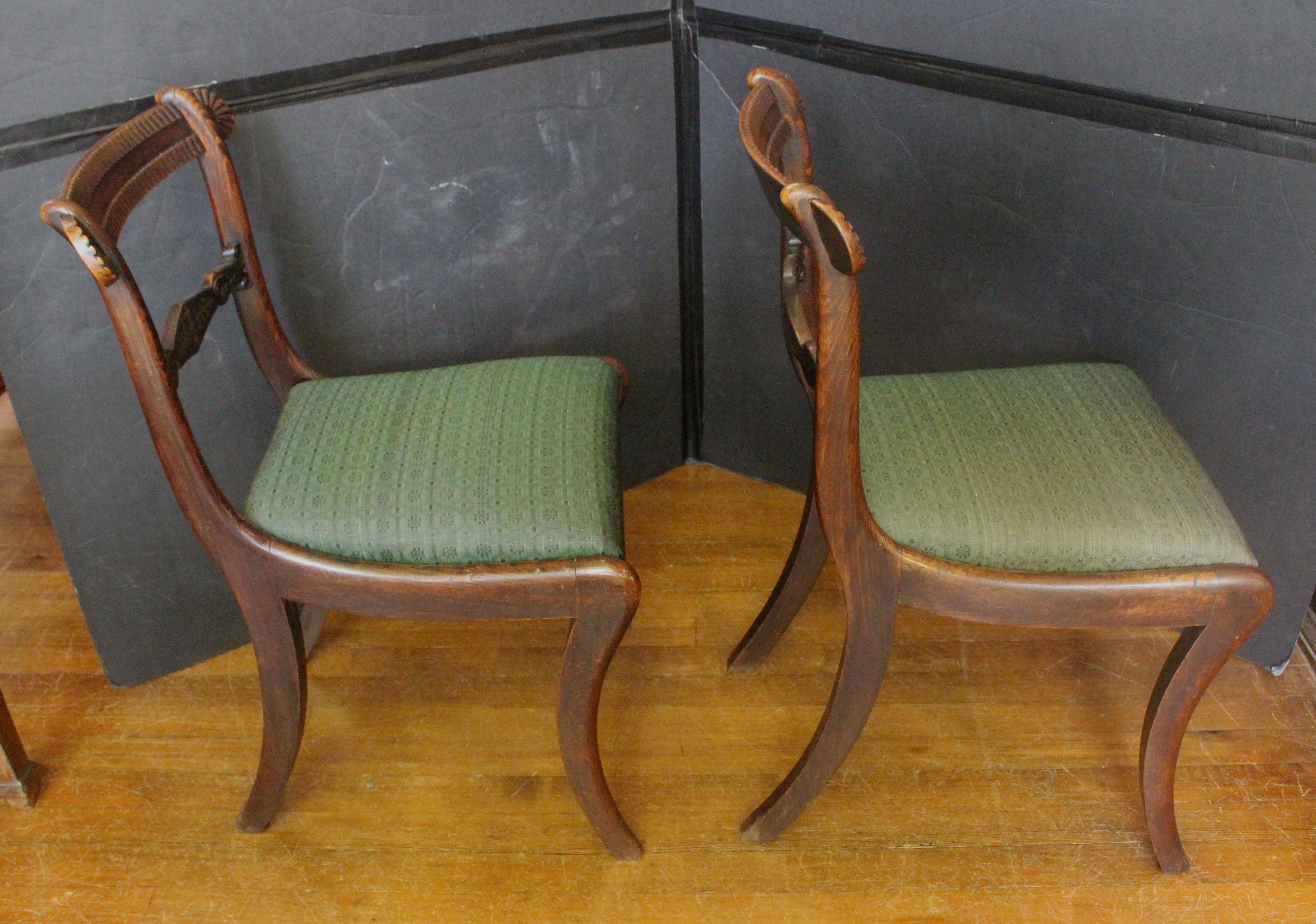 19th Century c. 1810 English Pair of Regency Side Chairs