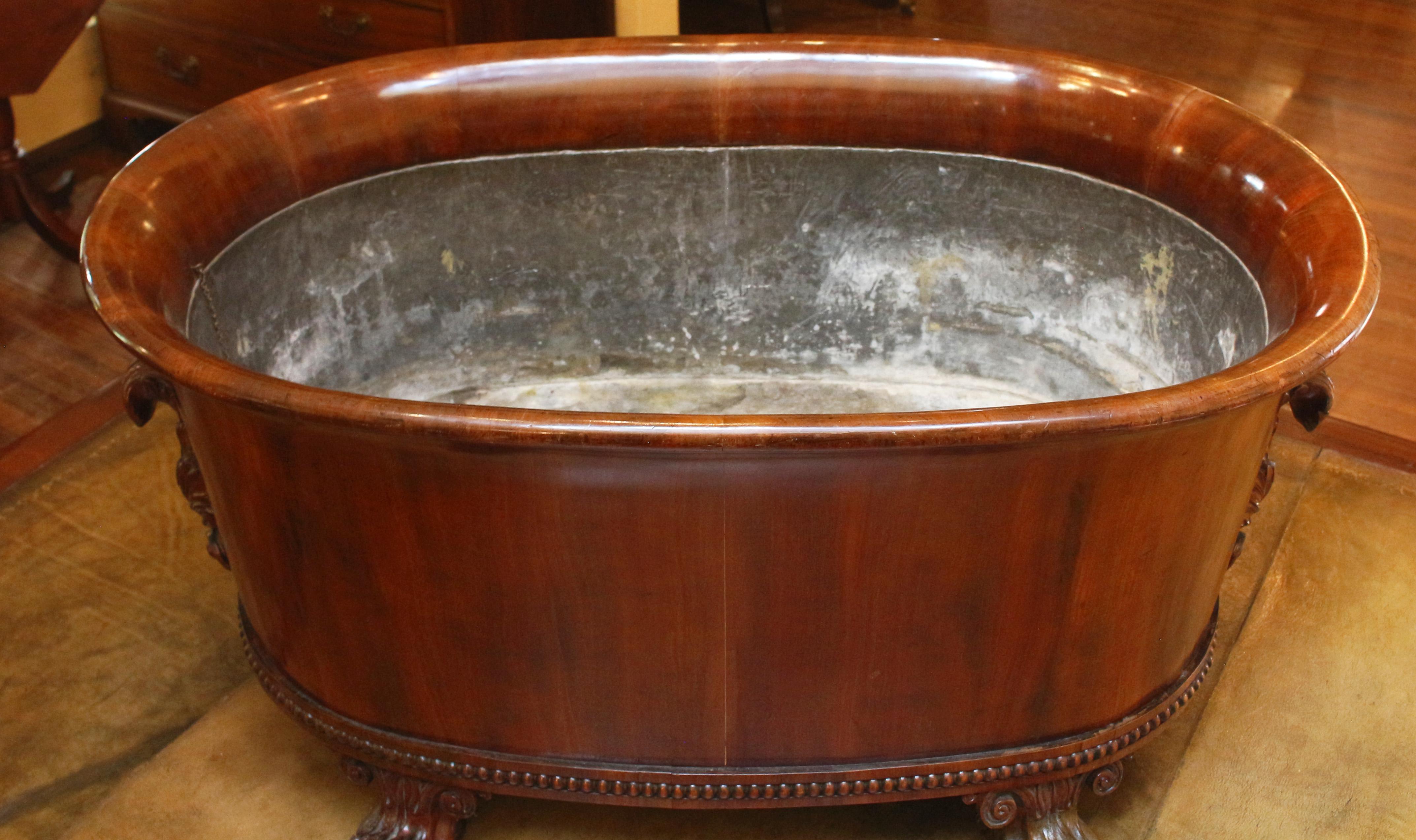 Carved C. 1815 Regency Period Grand Scale Oval Wine Cooler For Sale