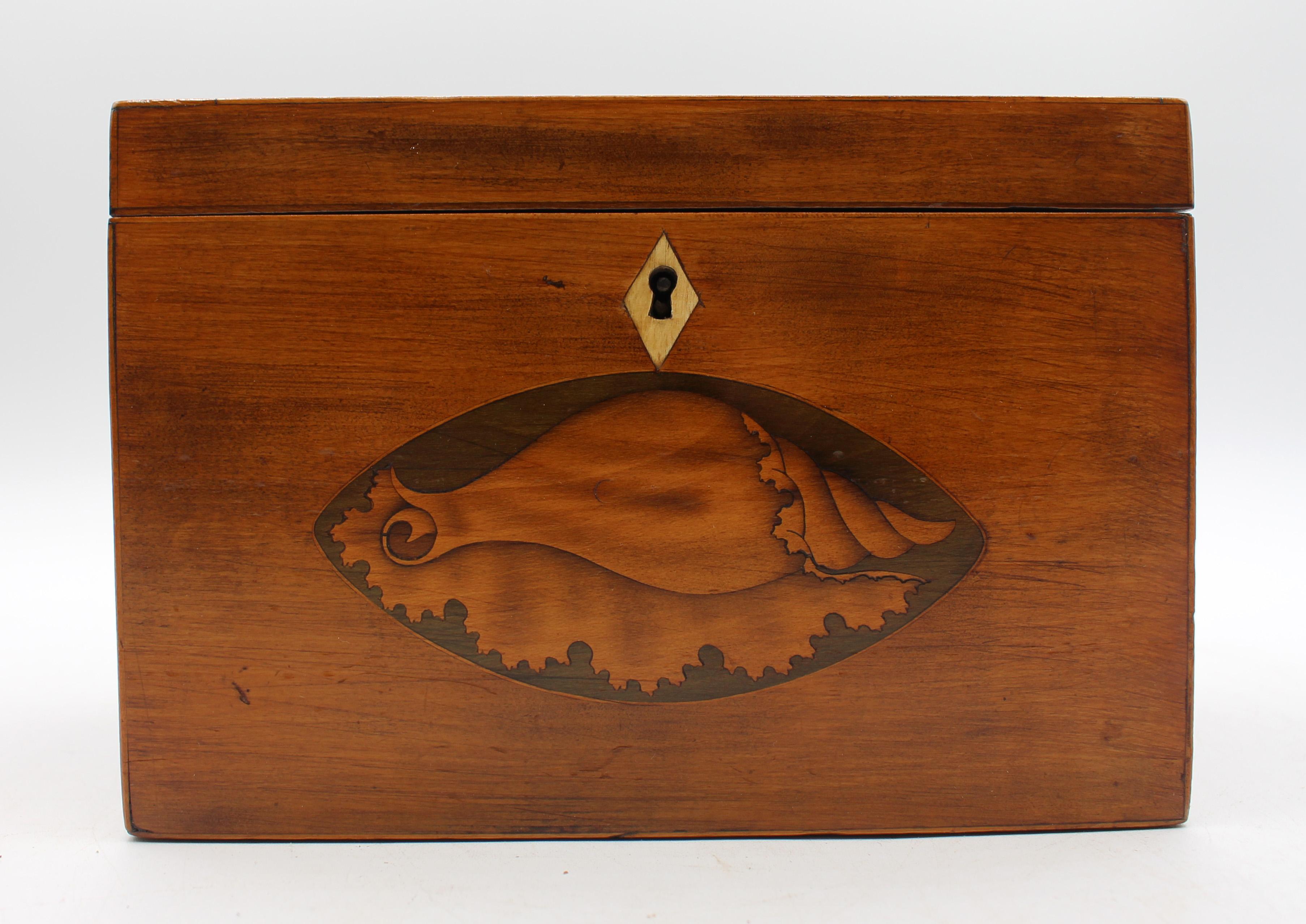 Georgiano C. 1820 English Late Georgian Period Inlaid Tea Caddy in vendita