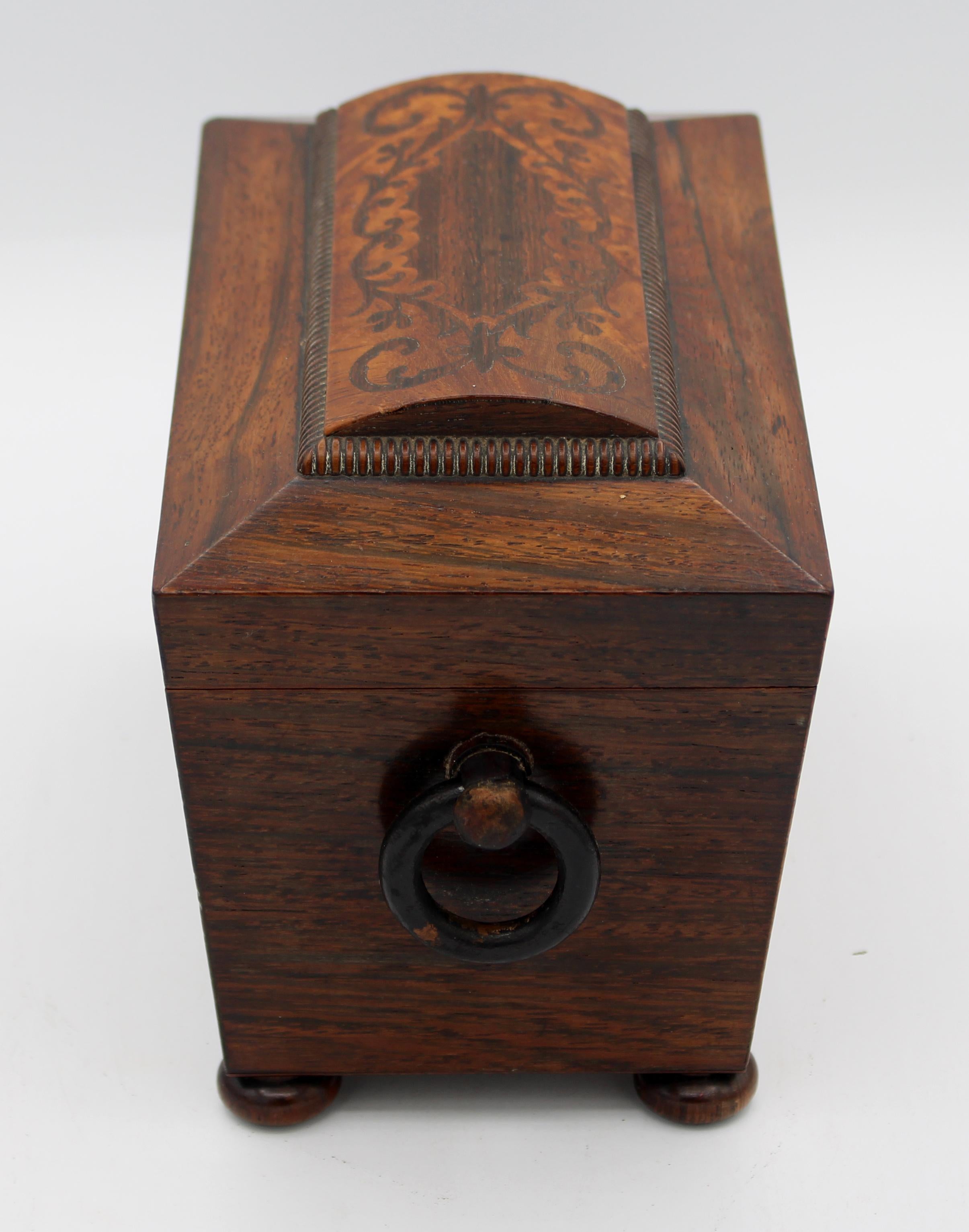 Regency Boîte à thé anglaise en forme de sarcophage, vers 1820