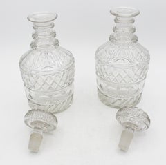 C. 1820 Pair of Georgian Anglo-Irish Cut Glass Decanters