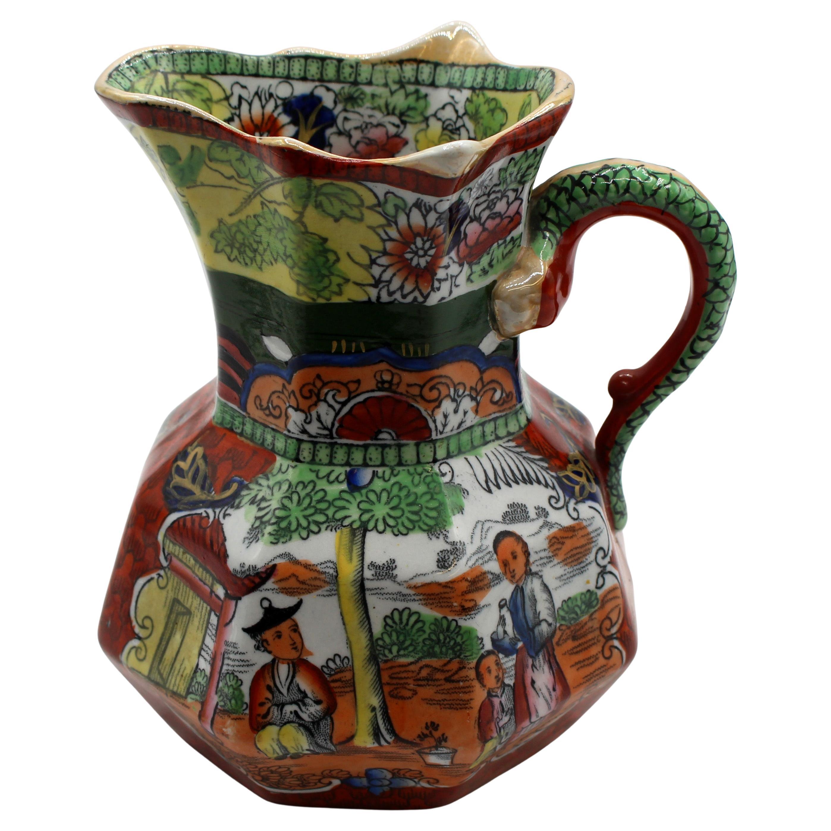 C. 1830-48 Mason's Ironstone Hydra Scale Chinoiserie Jug en venta
