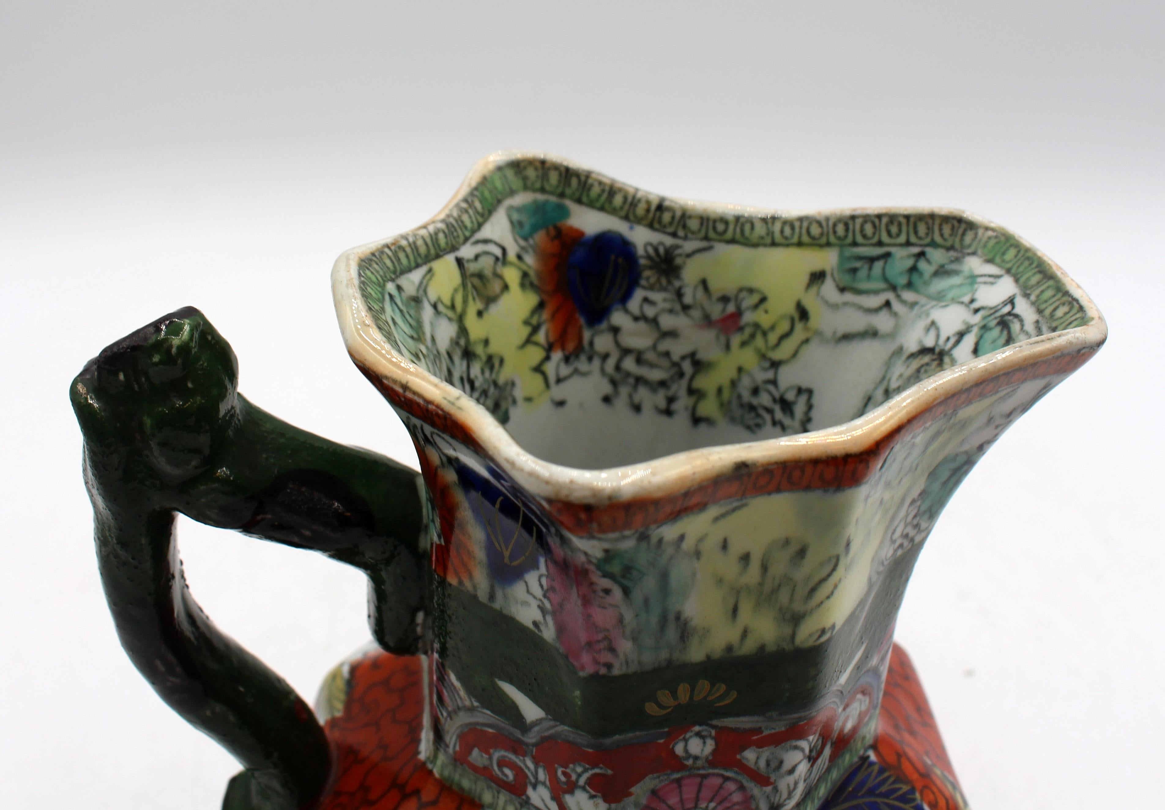 C. 1830-48 Mason's Ironstone Red Scale Chinoiserie Jug Inglés en venta