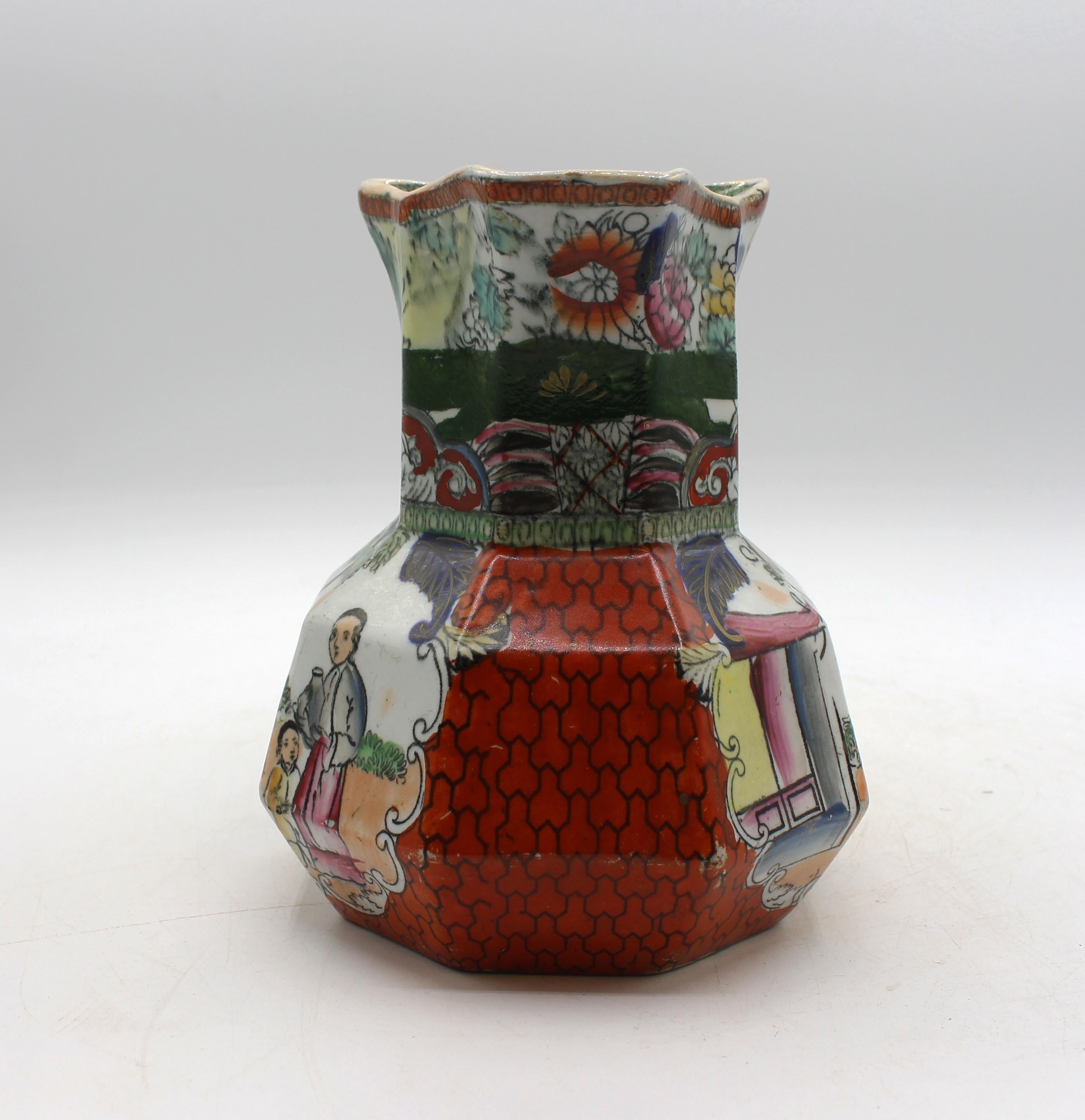 C. 1830-48 Mason's Ironstone Red Scale Chinoiserie Jug en Bueno estado para la venta en Chapel Hill, NC