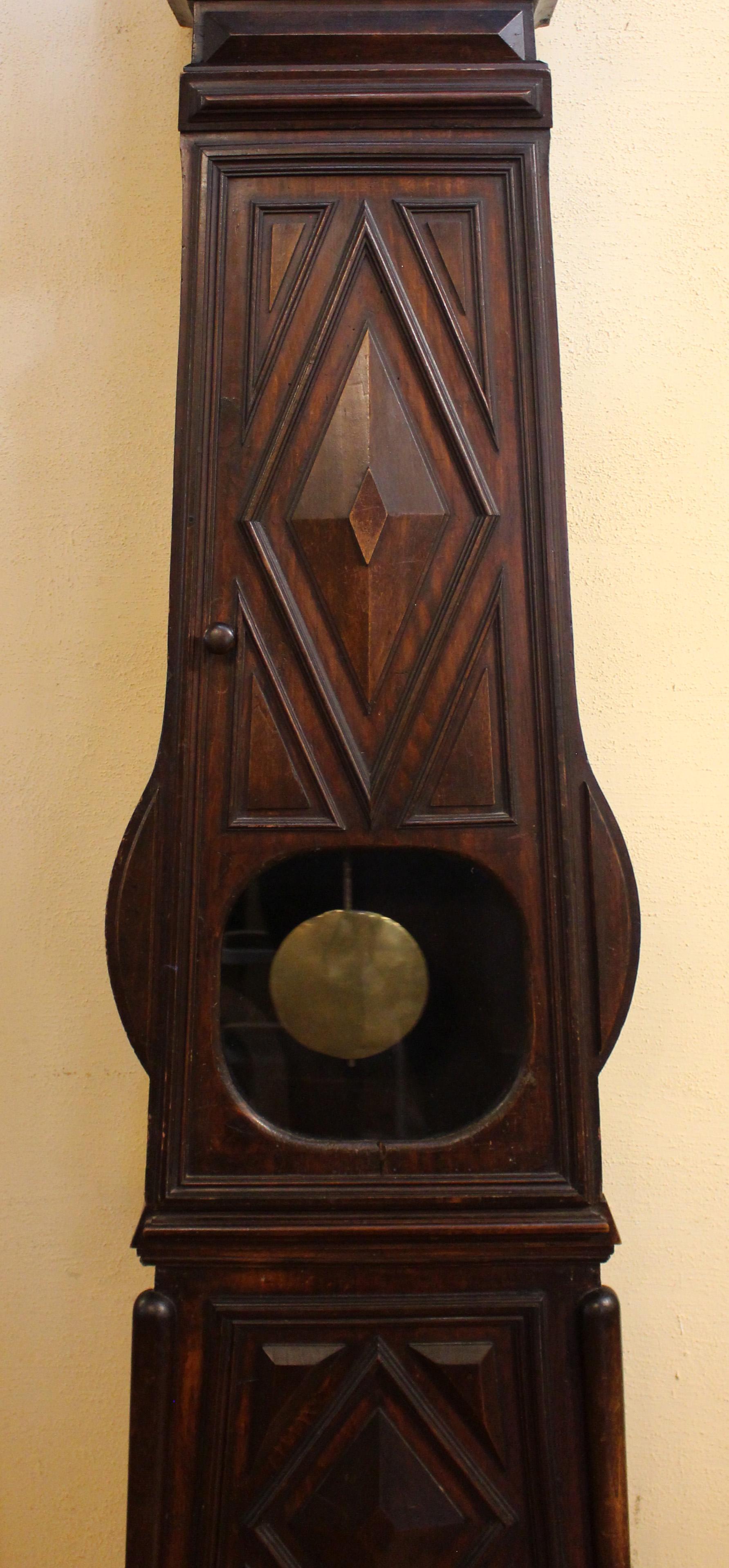 c. 1830-60 Country French Morbier Tall Case Clock In Good Condition In Chapel Hill, NC