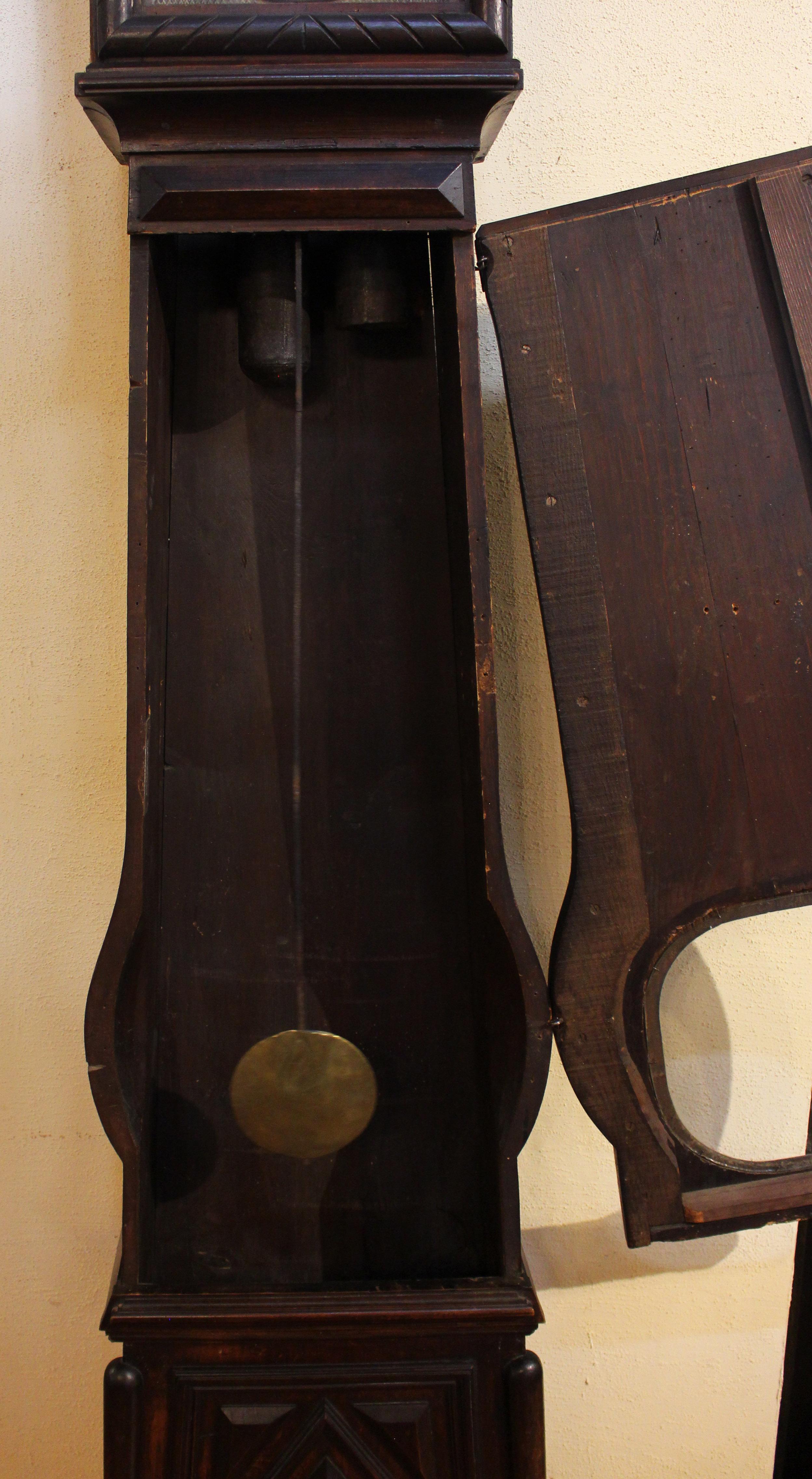 Walnut c. 1830-60 Country French Morbier Tall Case Clock