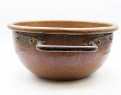 C. 1830-60 English Copper Candy Making Bowl With Iron Handles
