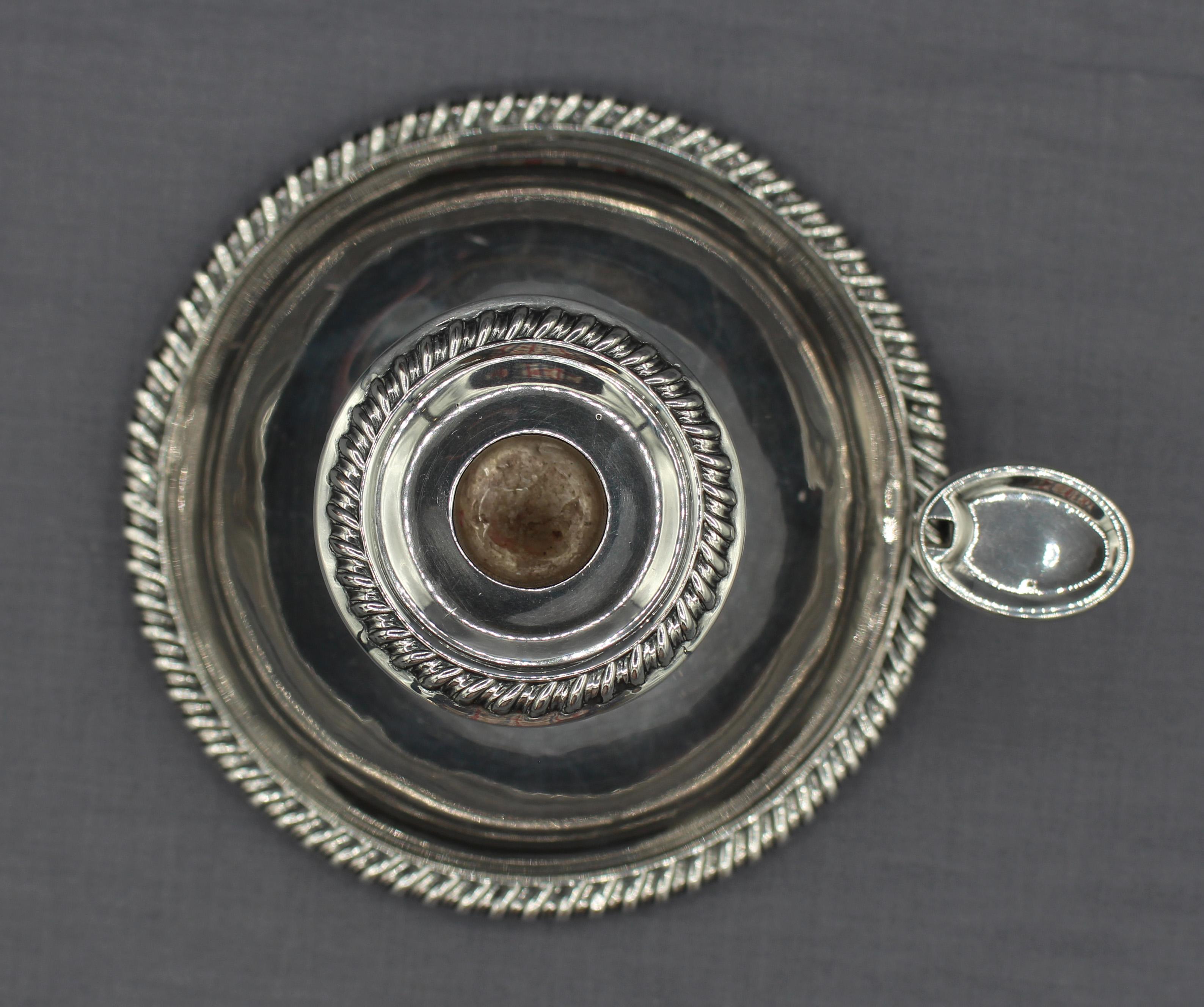Georgian c. 1830s English Old Sheffield Plate Chamber Stick