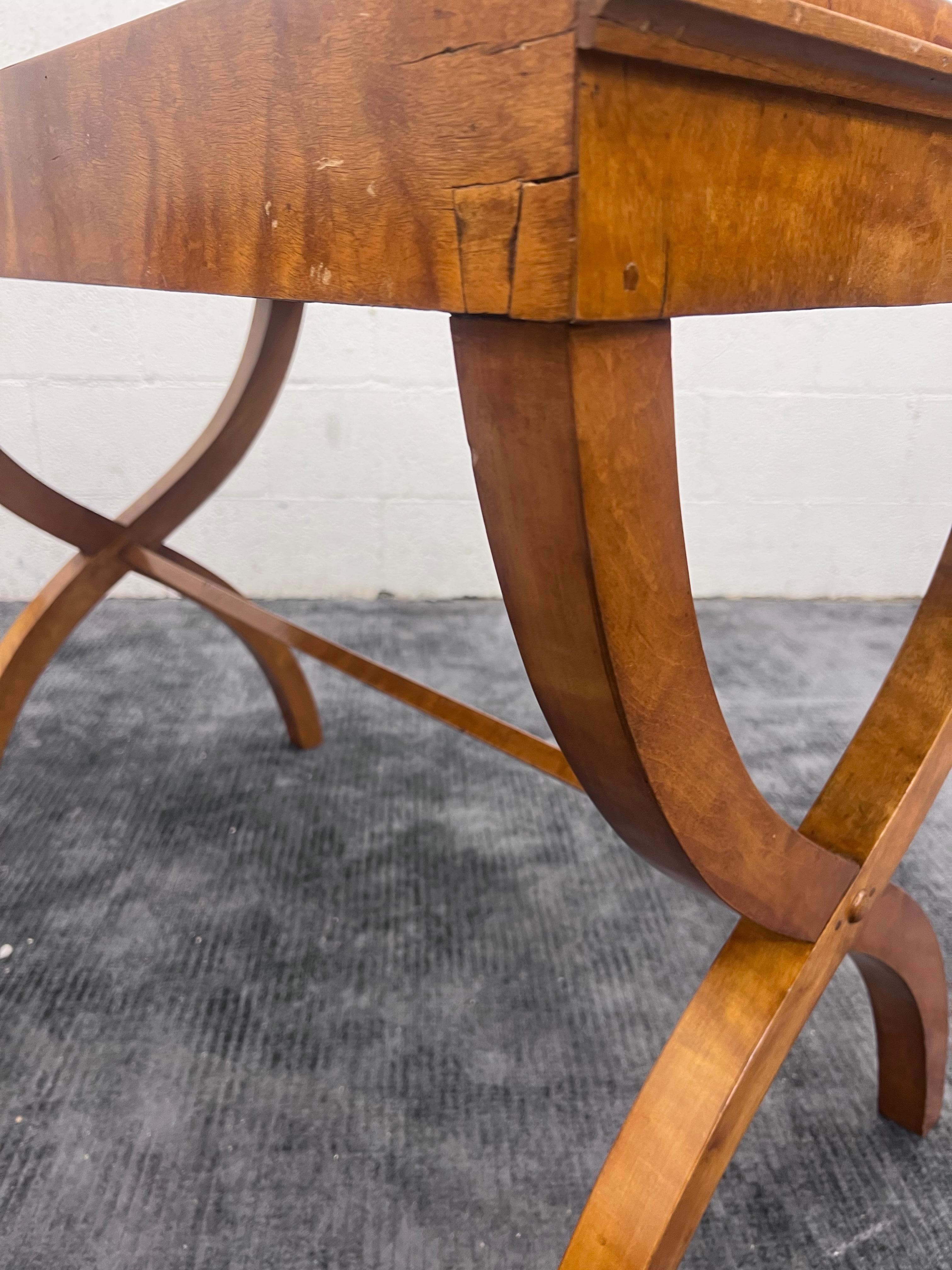 C. 1840-1860s Biedermeier X-Shaped Leg Console Table For Sale 2