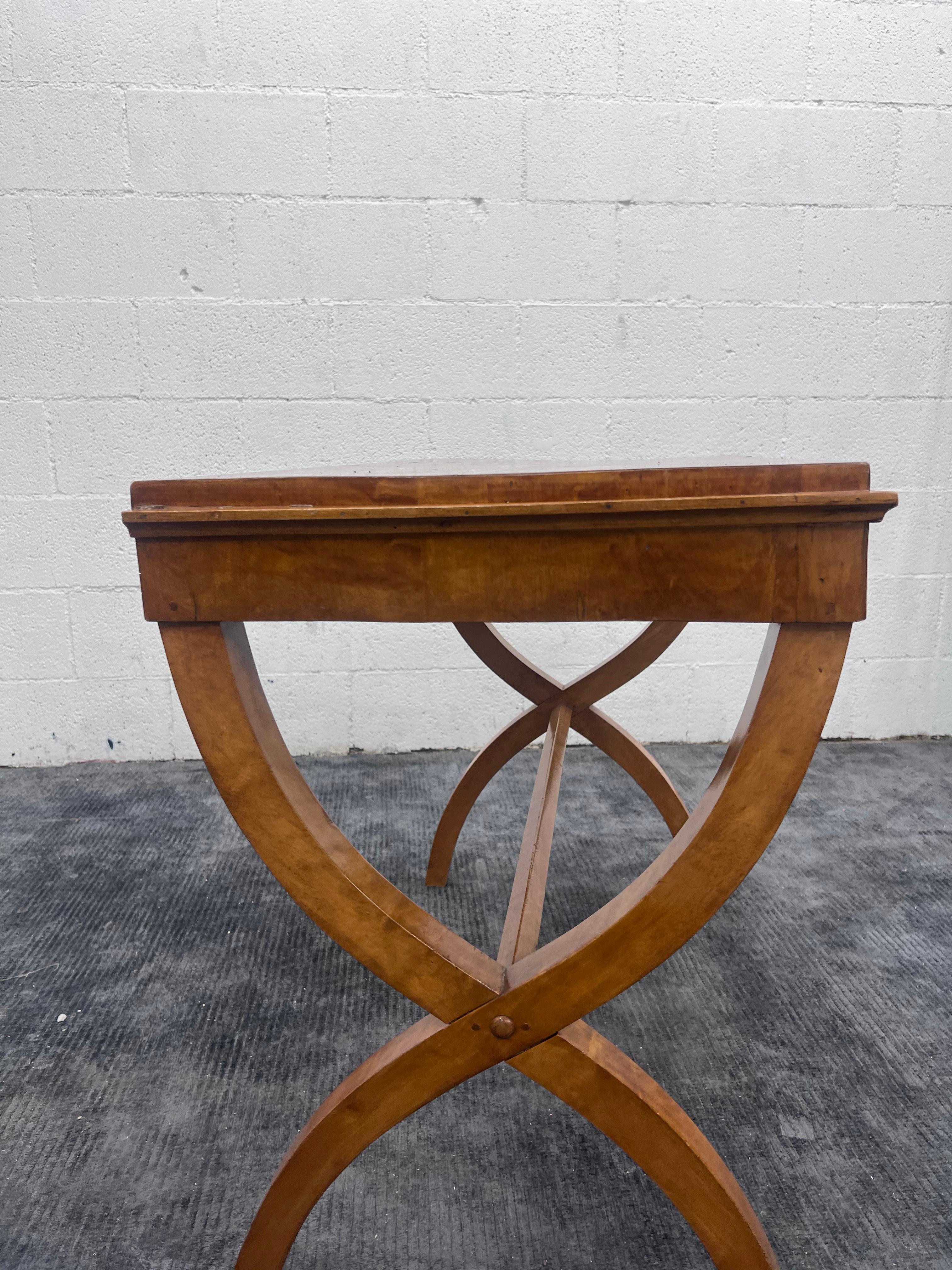 C. 1840-1860s Biedermeier X-Shaped Leg Console Table For Sale 4